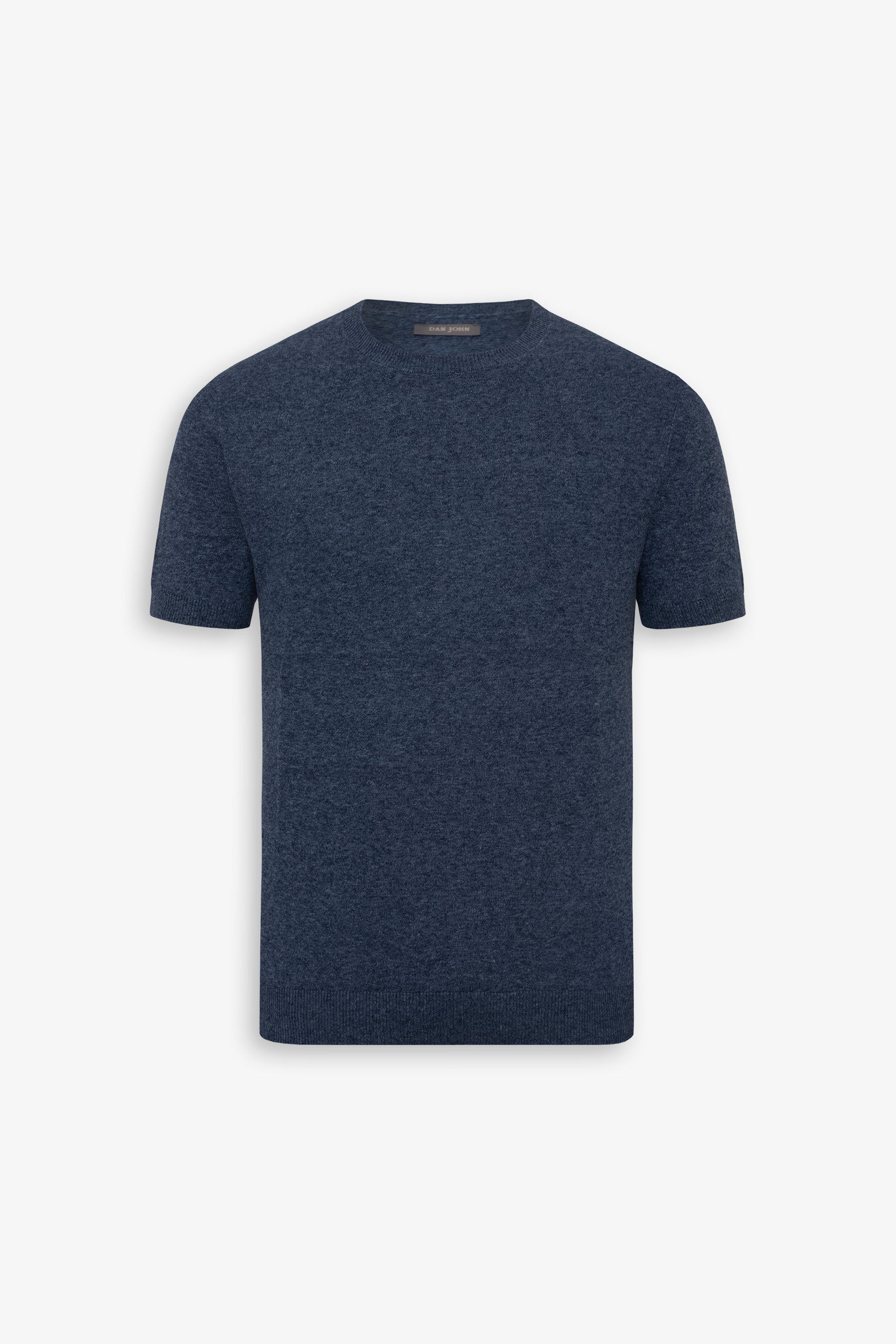 T-shirt in maglia misto lino indaco-Dan John