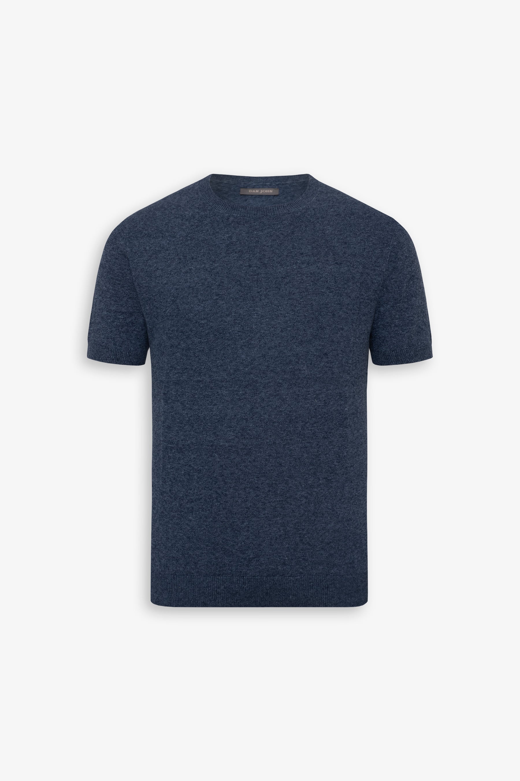 T-shirt in maglia misto lino indaco-Dan John