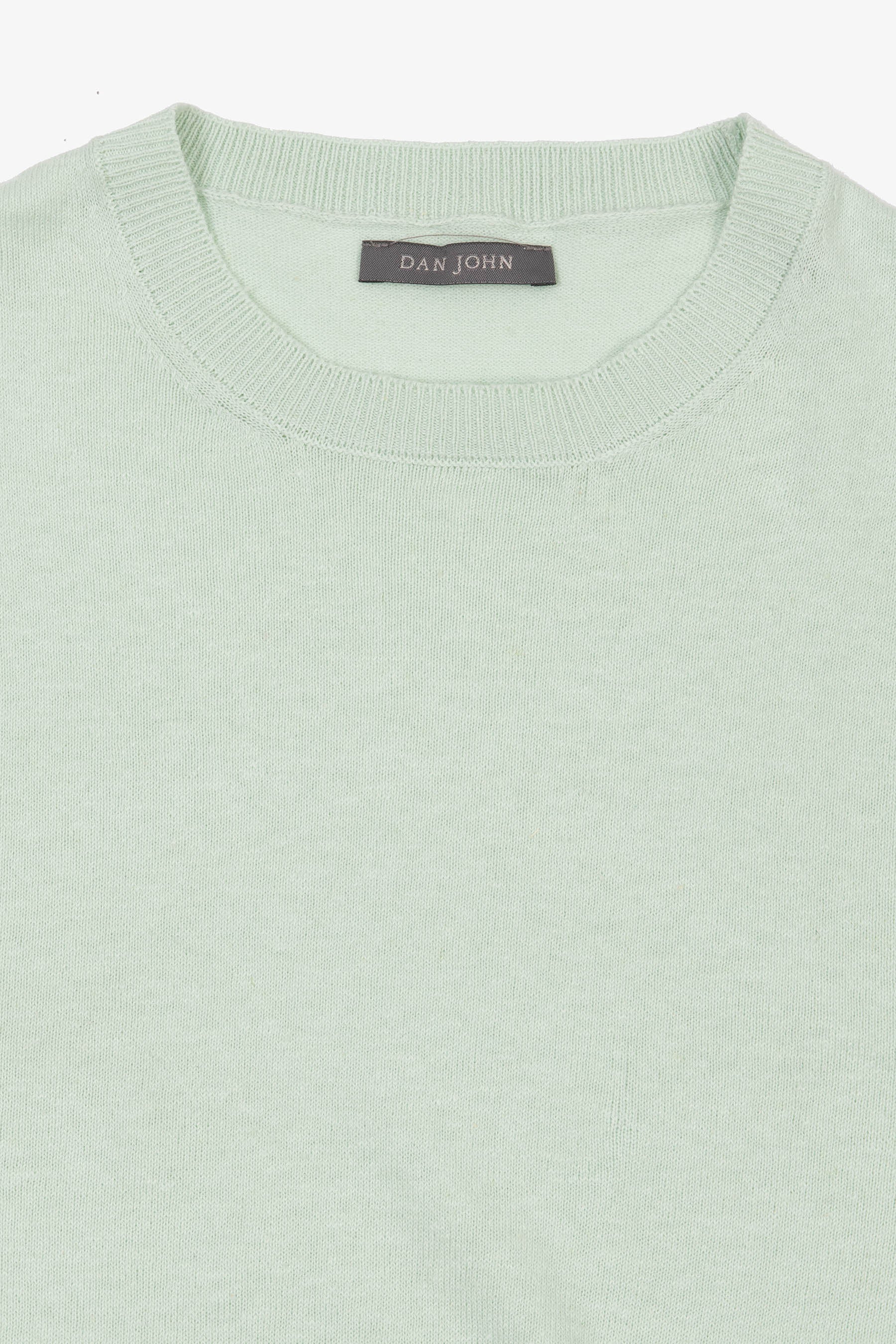 T-shirt in maglia misto lino menta-Dan John