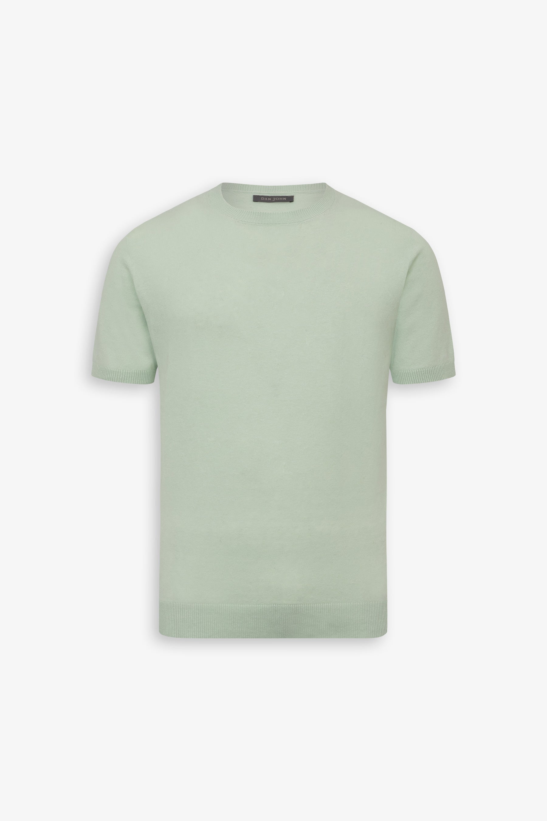 T-shirt in maglia misto lino menta-Dan John