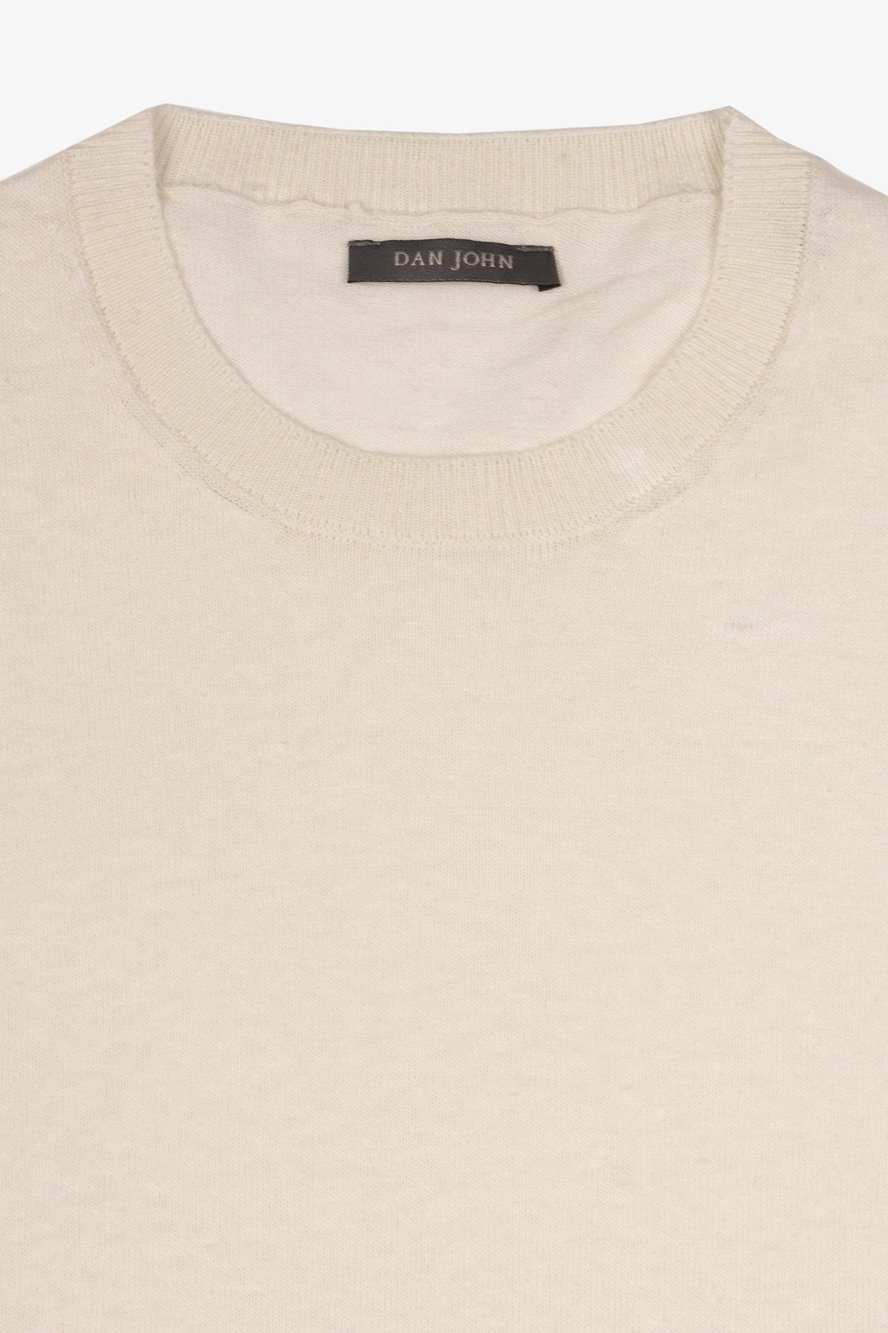 T-shirt in maglia misto lino panna-Dan John