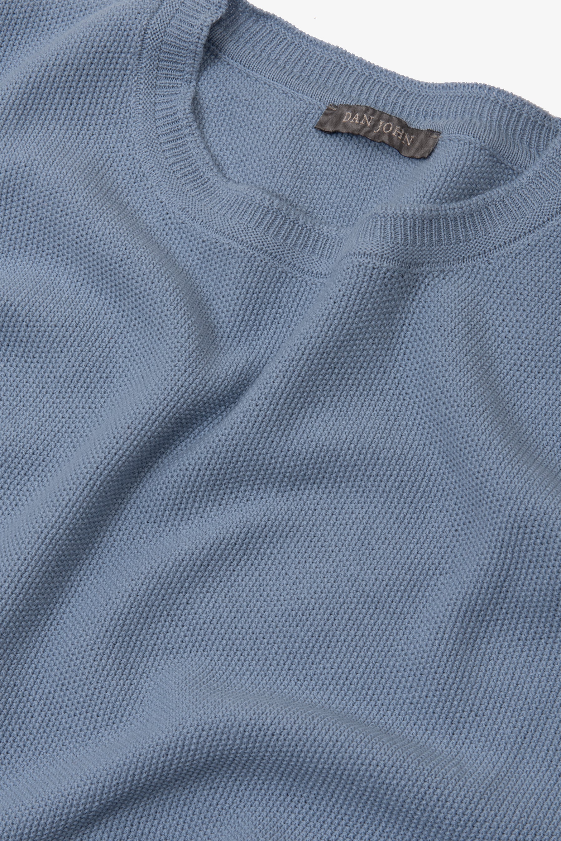 T-shirt in maglia nido d'ape celeste-Dan John