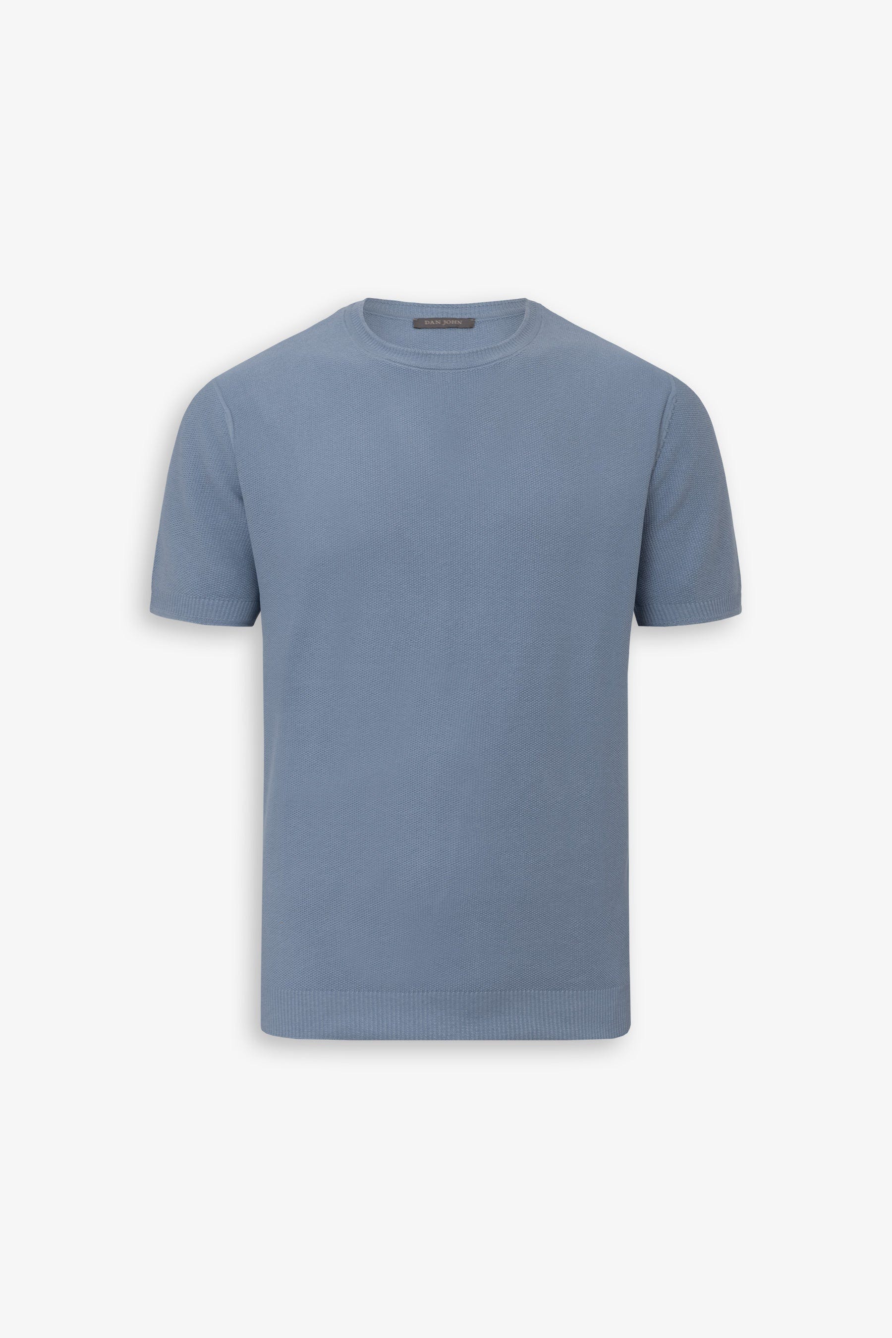 T-shirt in maglia nido d'ape celeste-Dan John