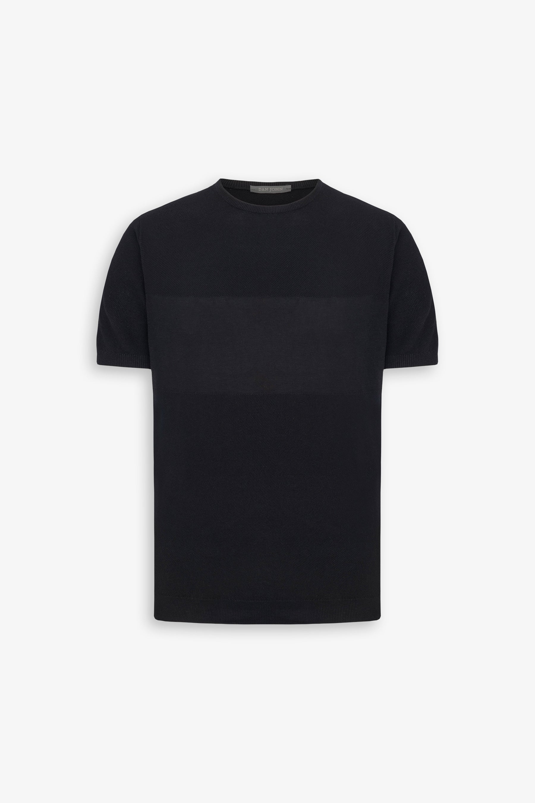 T-shirt in maglia riga piazzata nera-Dan John