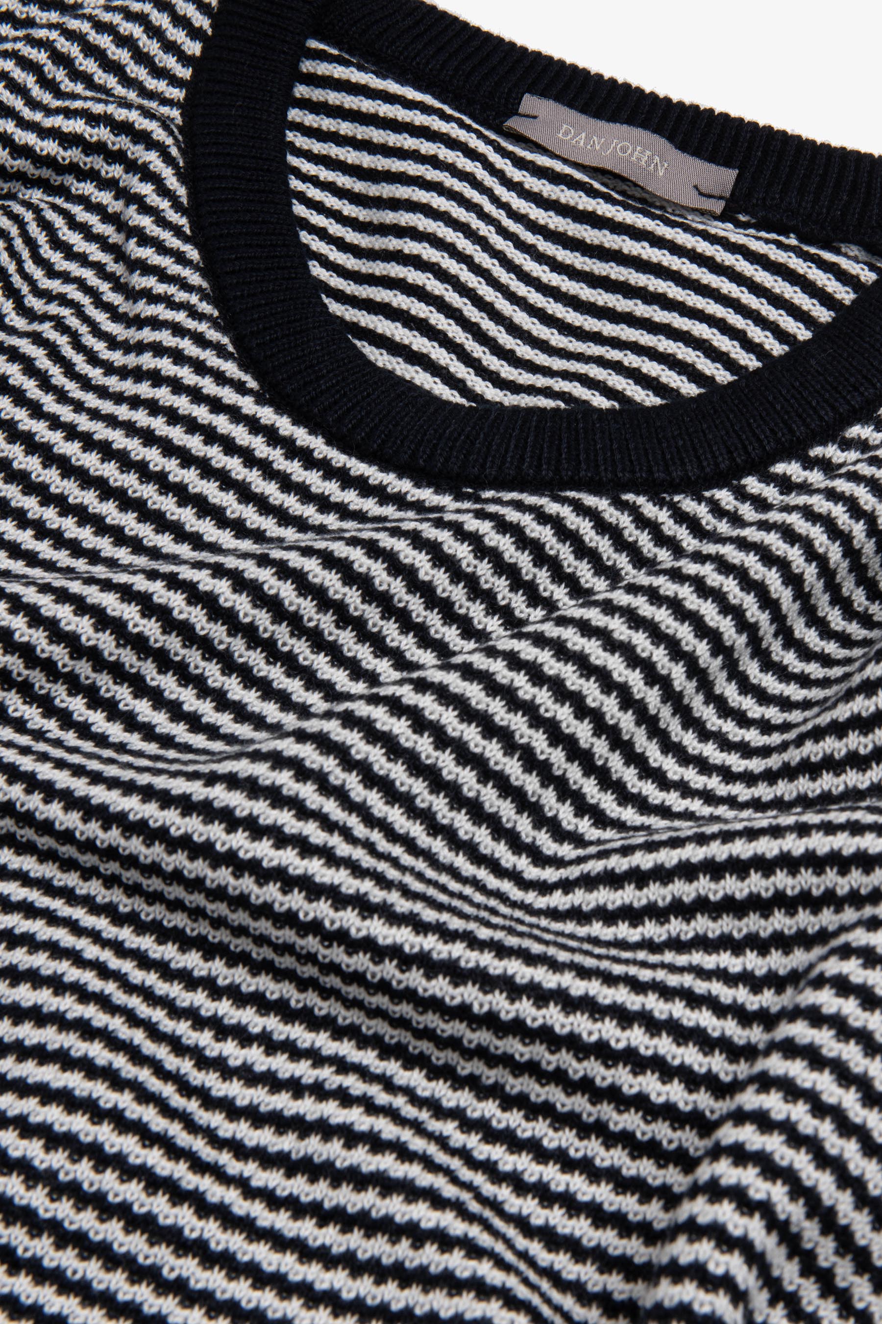 T-shirt in maglia rigata blu-Dan John