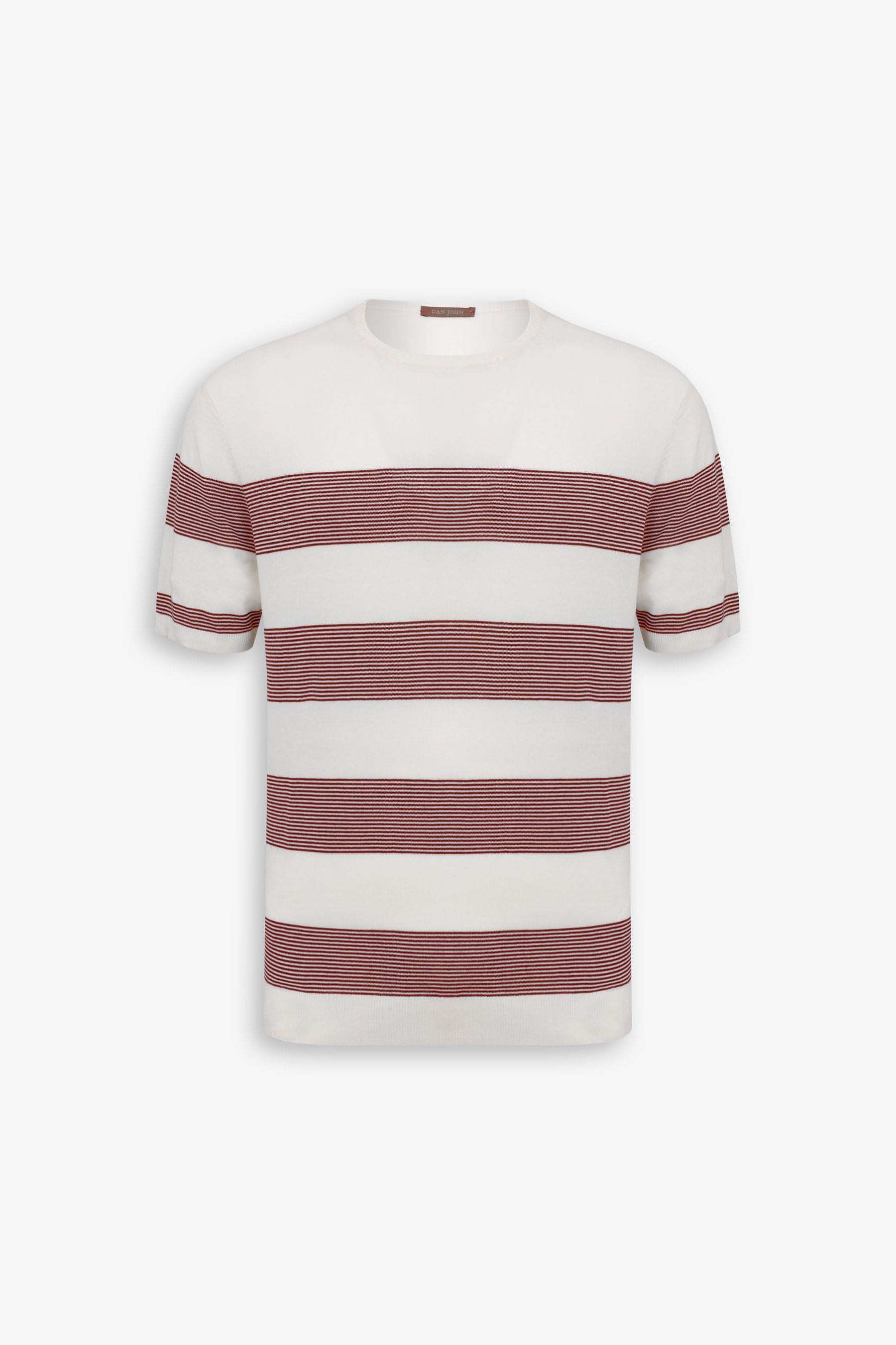T-shirt in maglia righe piazzate melanzana-Dan John
