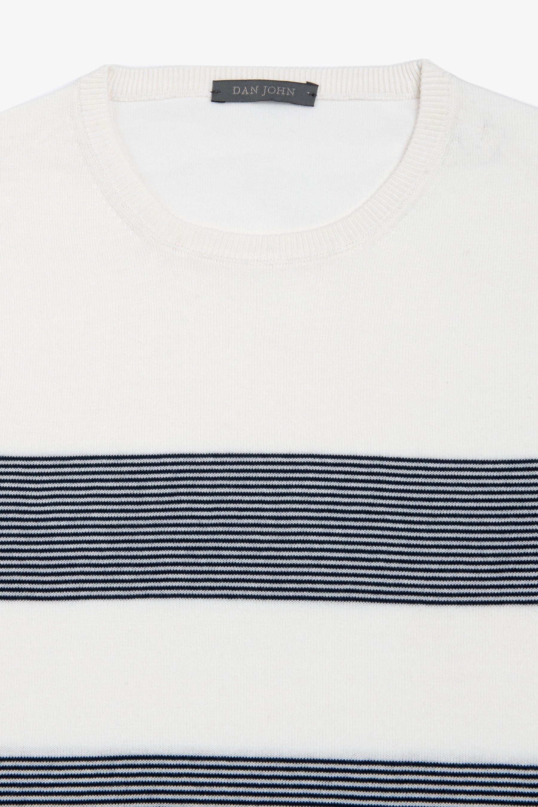 T-shirt in maglia righe piazzate navy-Dan John