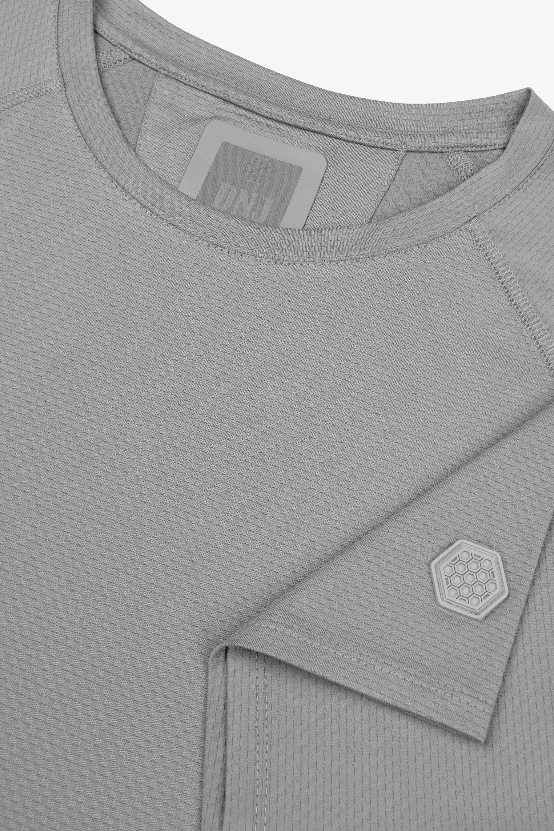 T-shirt micro scacchi DNJ grigio-Dan John