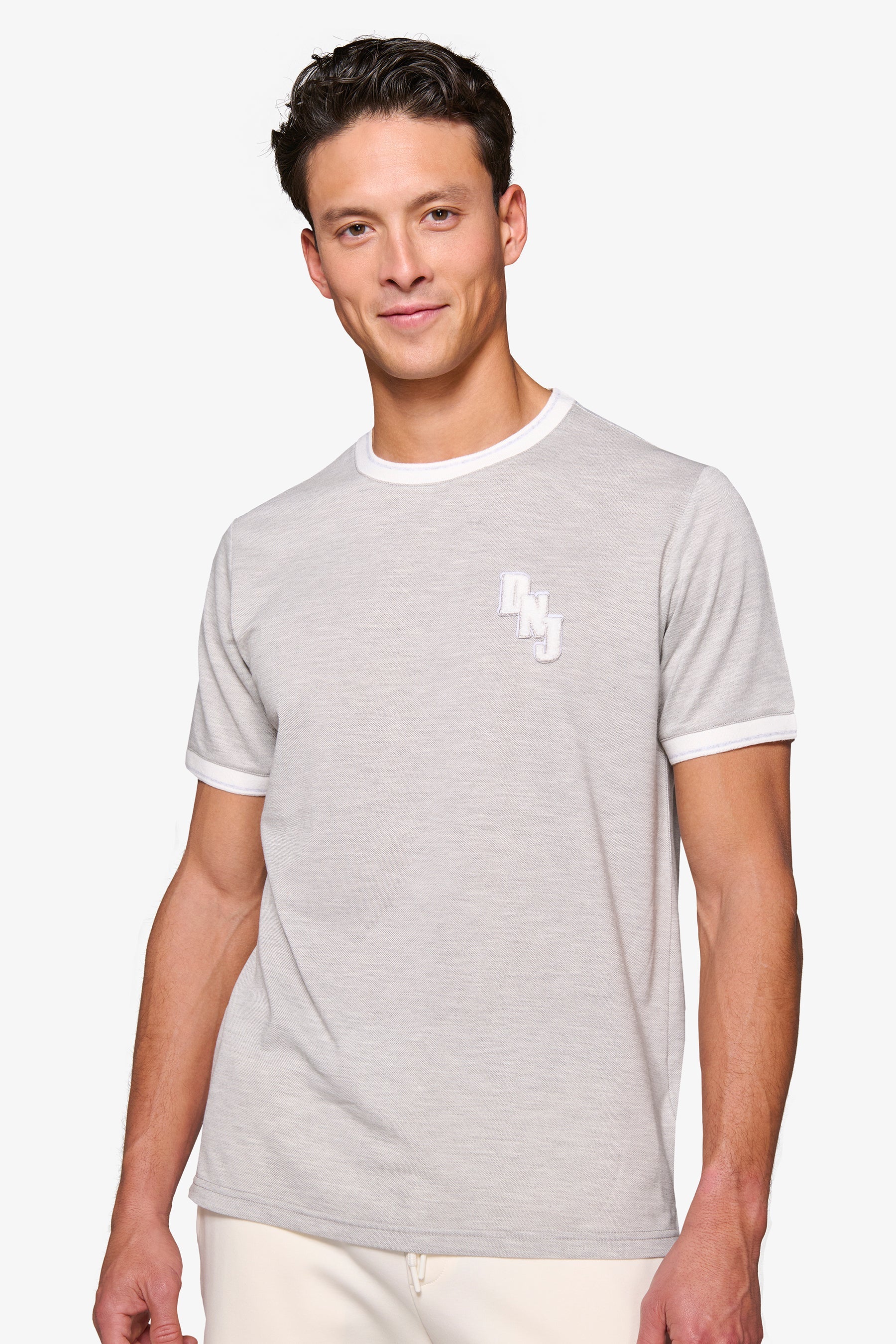 T-shirt piquet DNJ grigio melange-Dan John