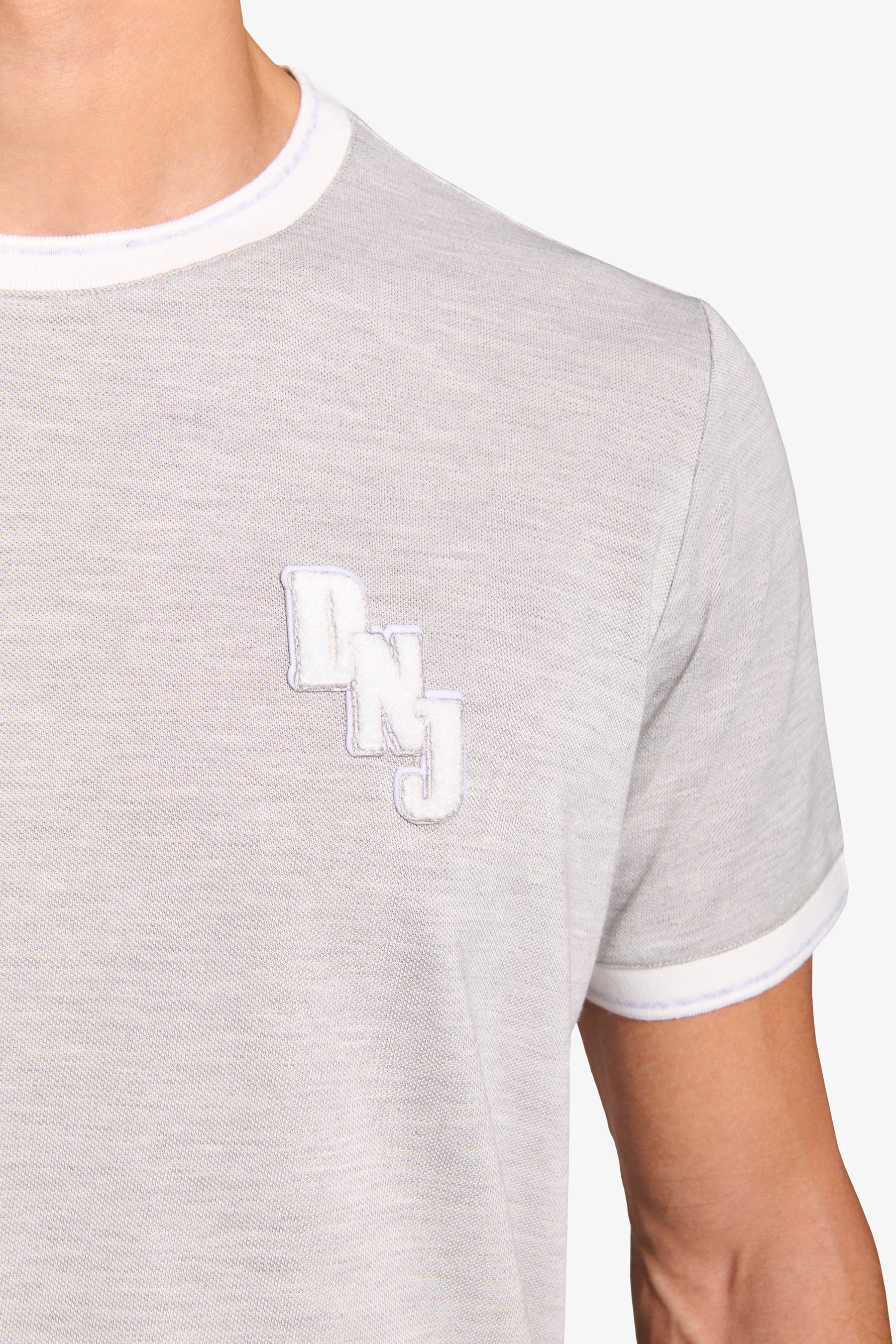 T-shirt piquet DNJ grigio melange-Dan John