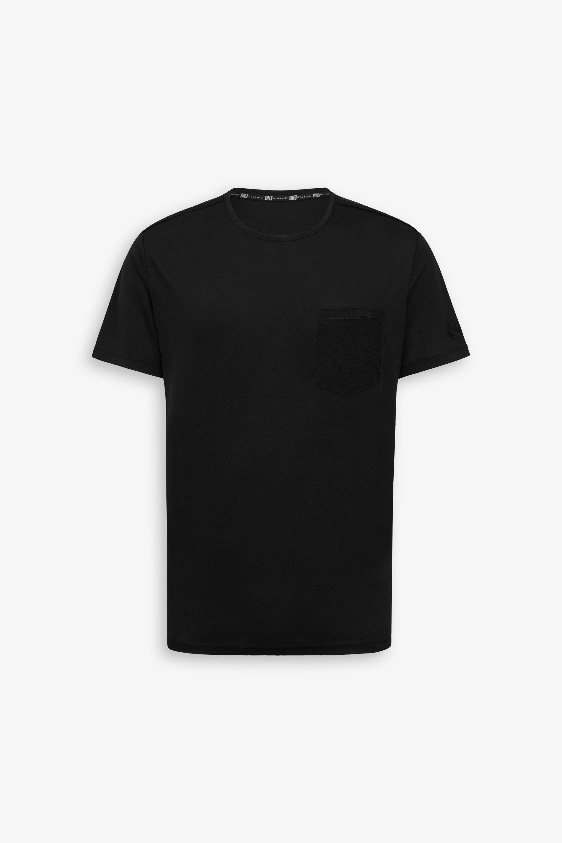 T-shirt tecnica con taschino DNJ nera-Dan John