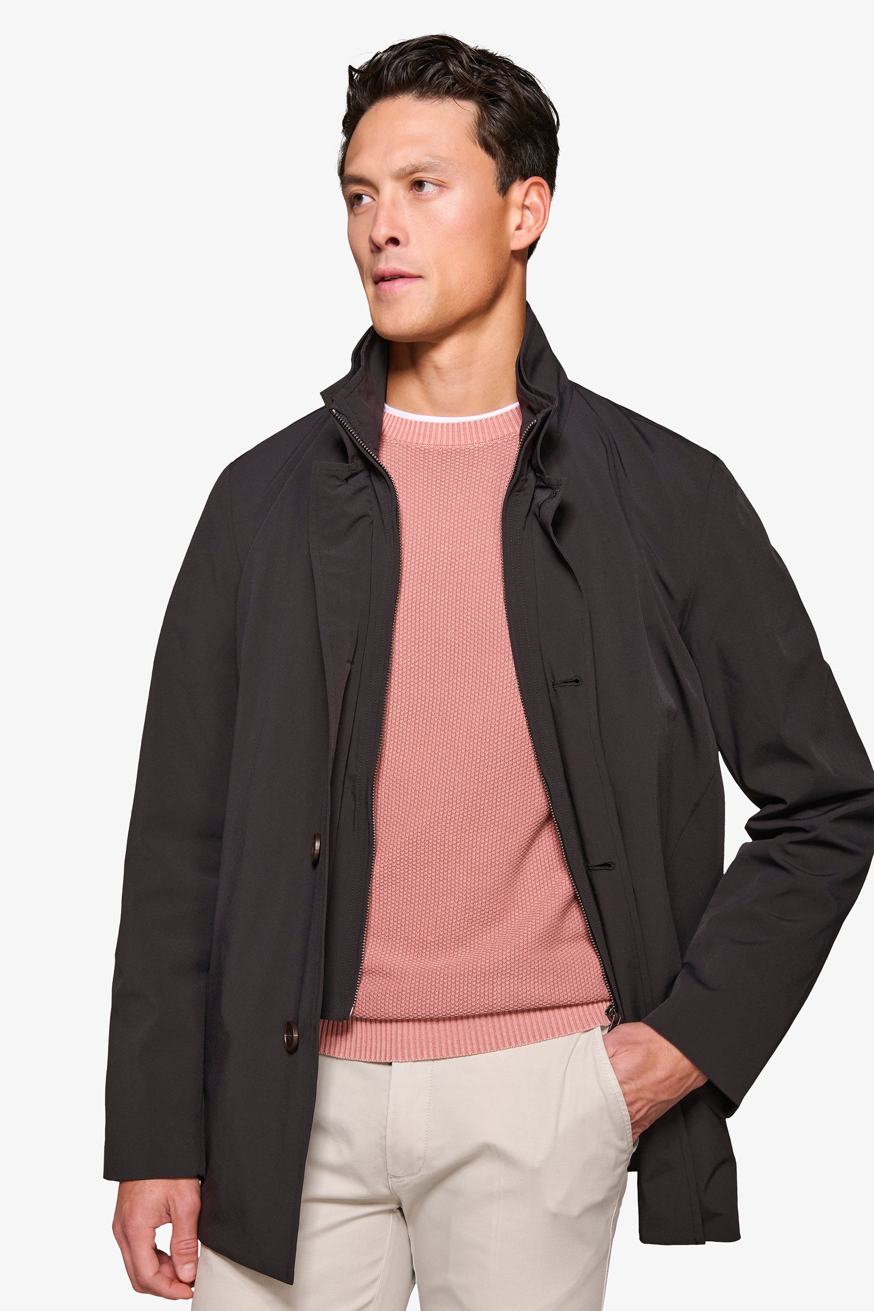 Trench con pettorina nero-Dan John