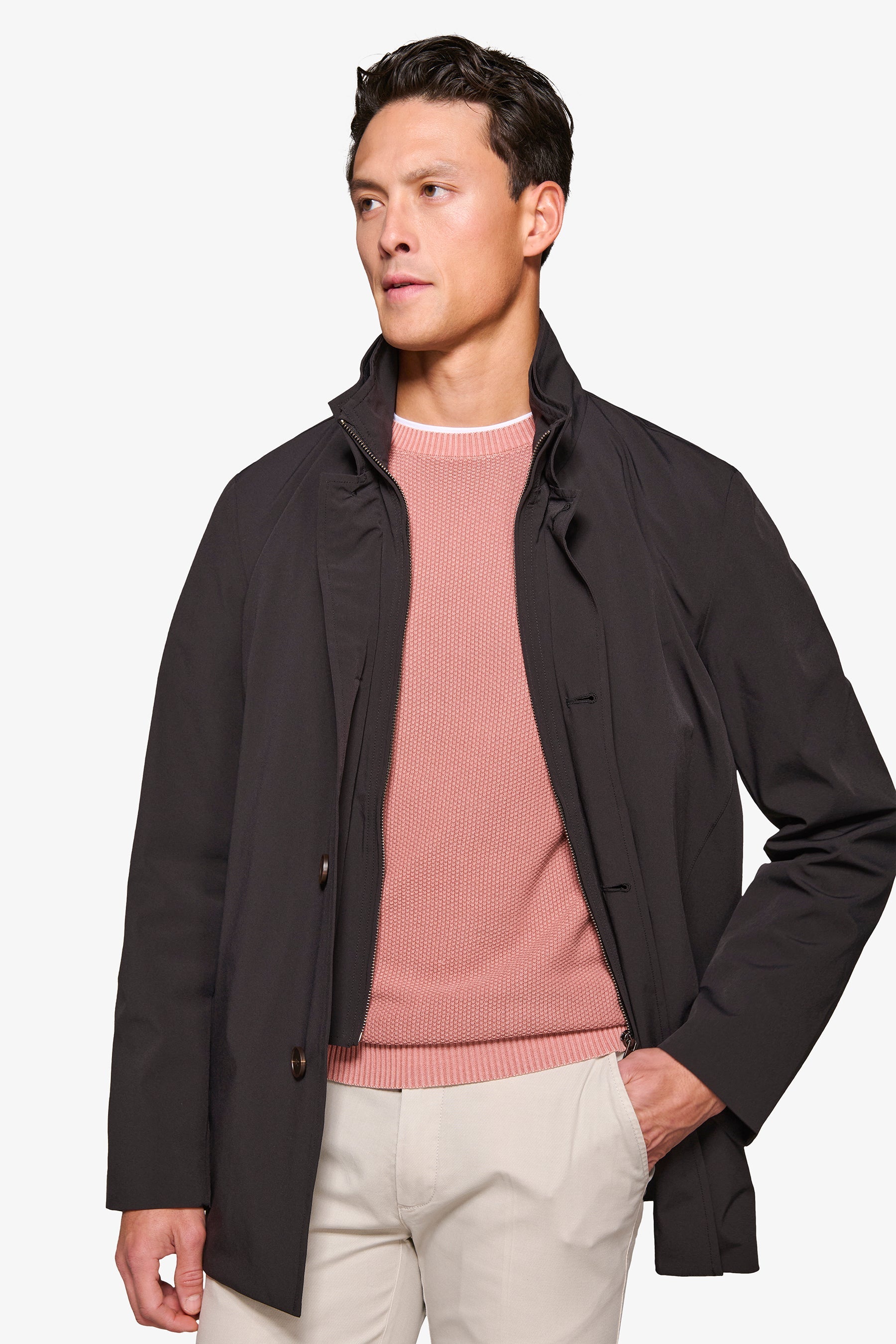 Trench con pettorina nero-Dan John