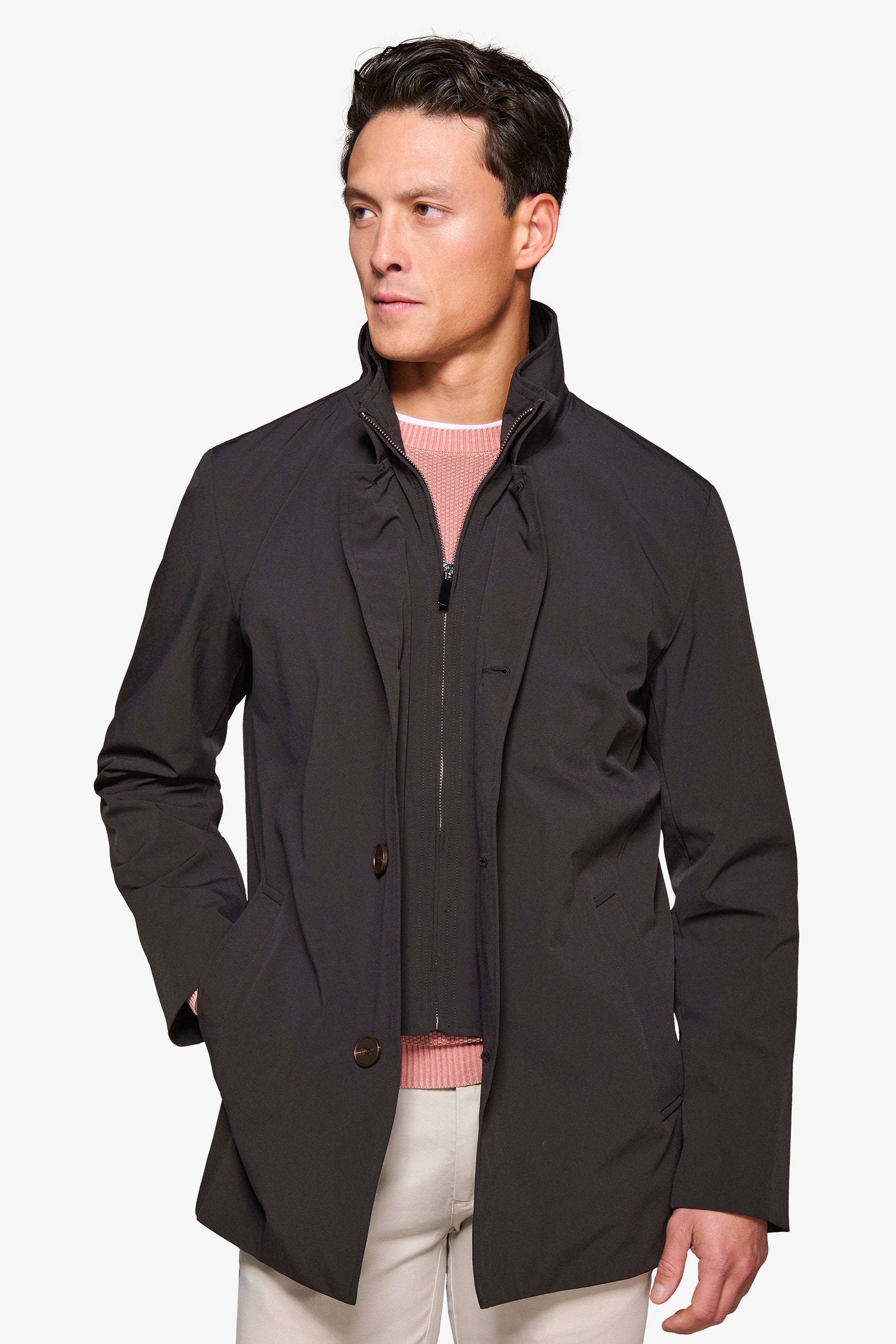 Trench con pettorina nero-Dan John