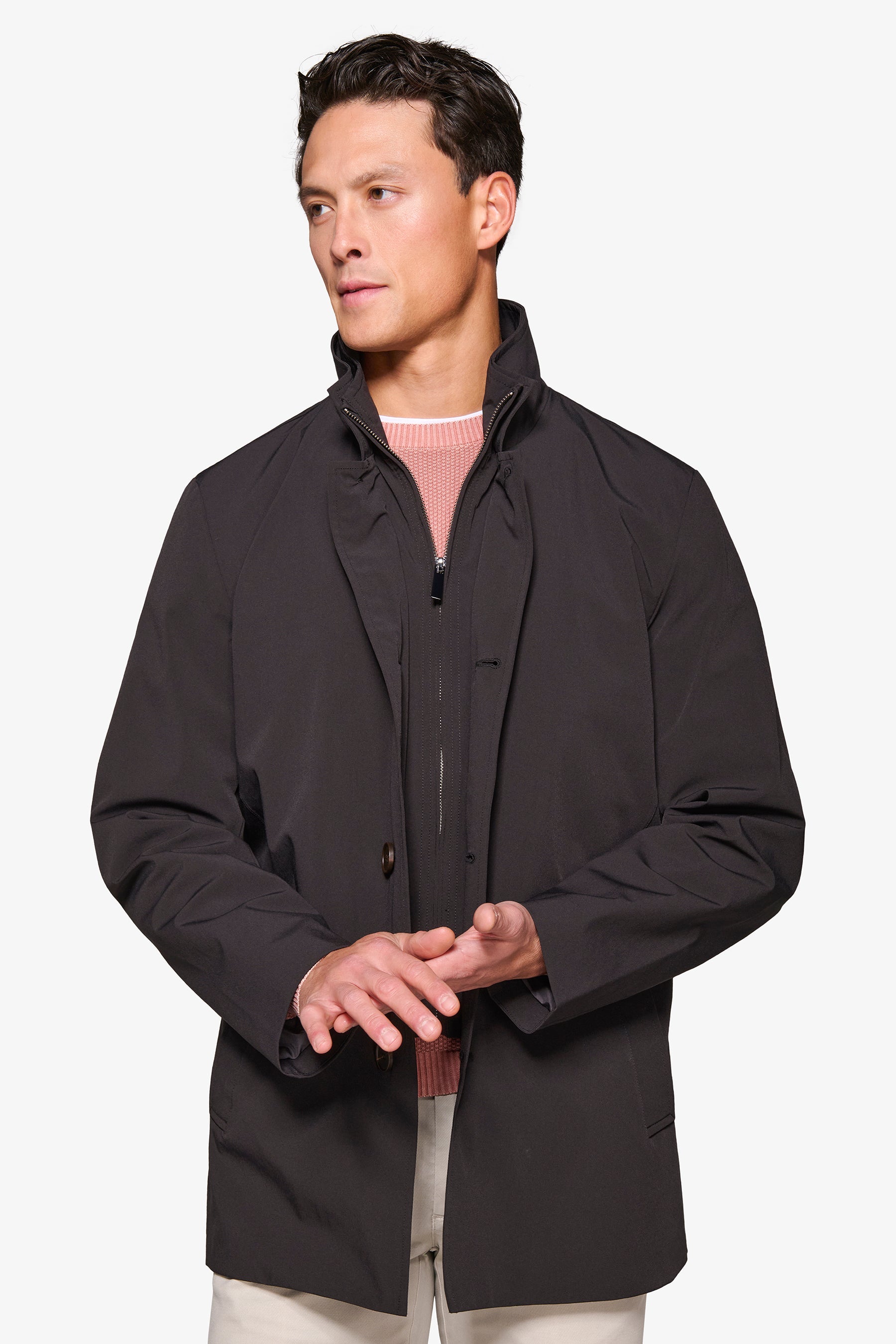 Trench con pettorina nero-Dan John