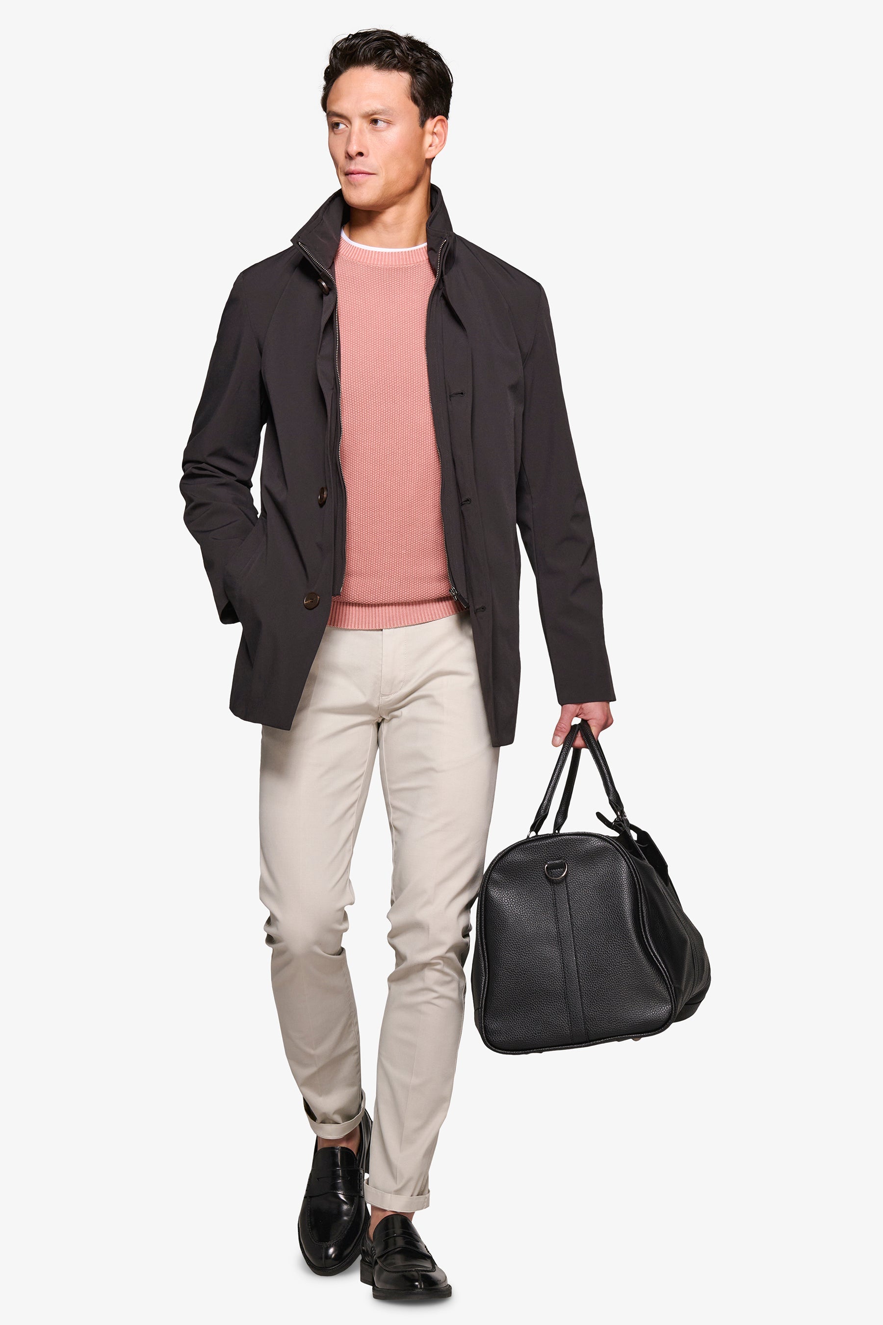 Trench con pettorina nero-Dan John