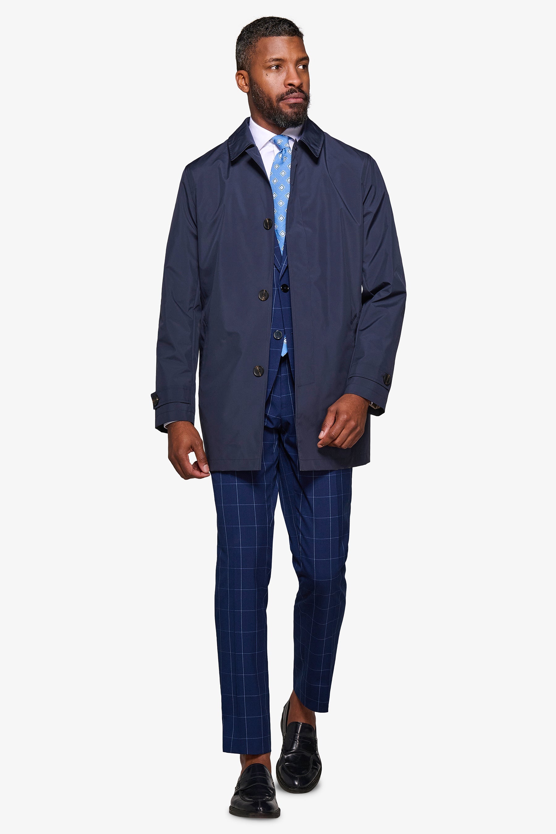 Trench leggero tecnico blu-Dan John