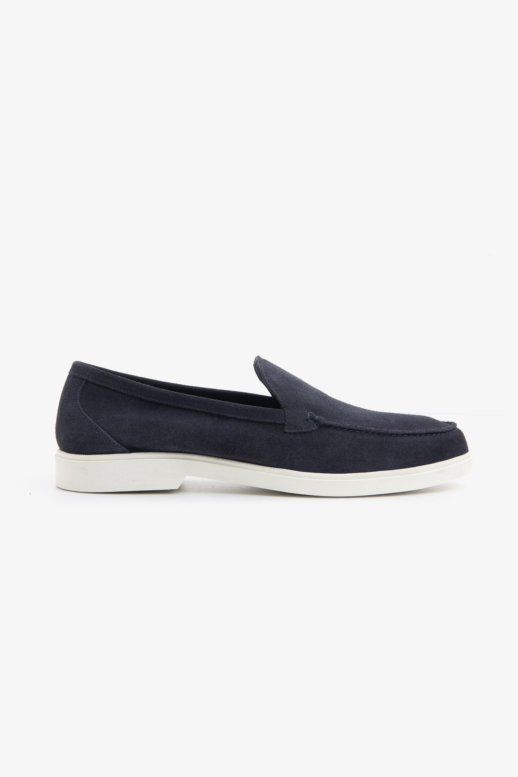 Blue suede loafers