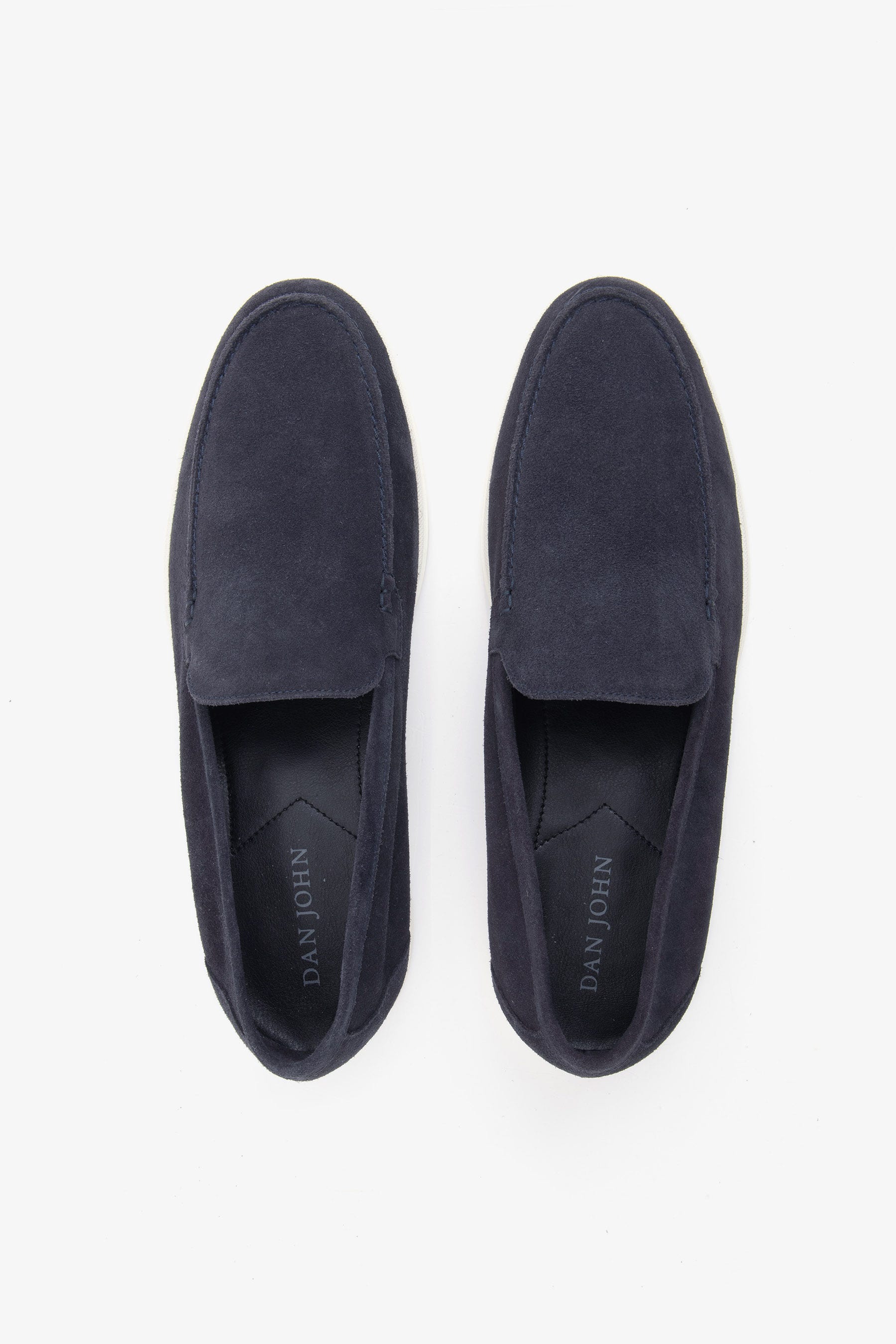 Blue suede loafers