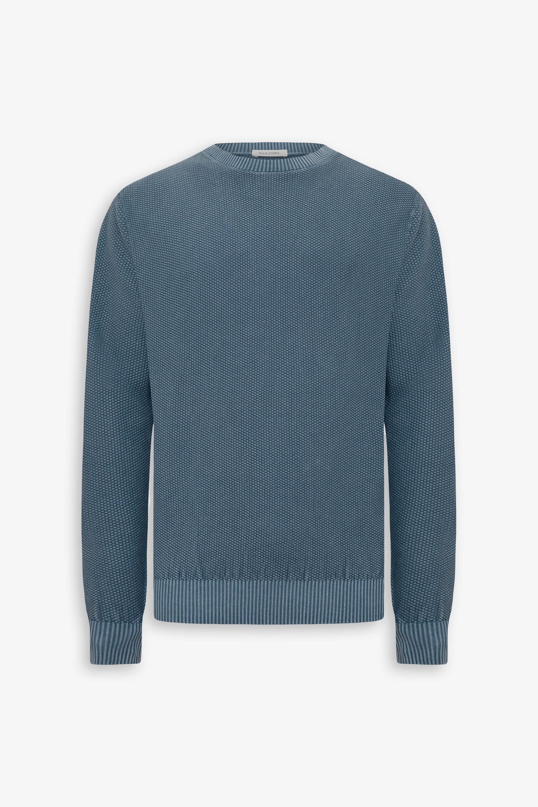 Rundhalspullover mit Reiskornmuster in Avion Blau