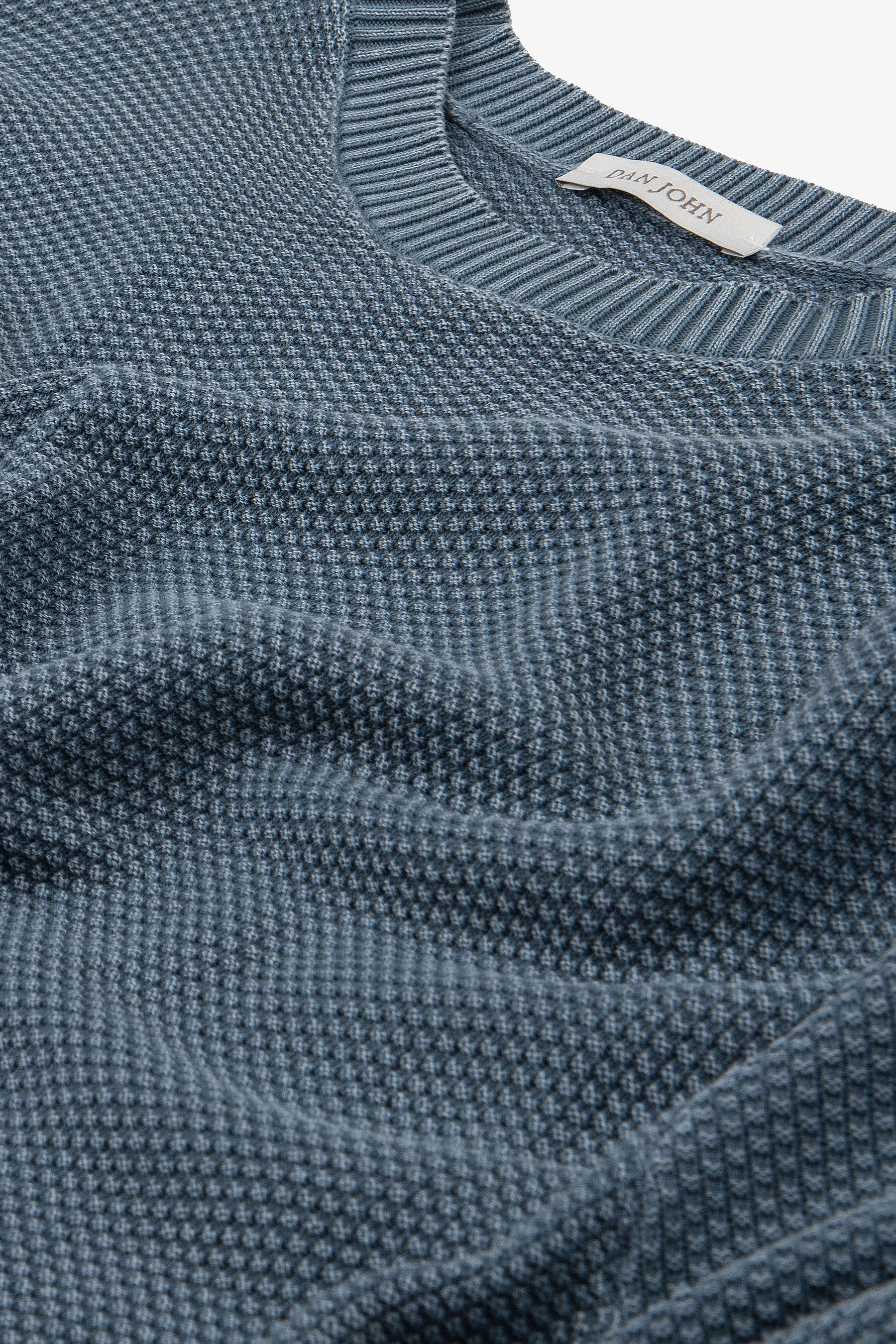 Rundhalspullover mit Reiskornmuster in Avion Blau