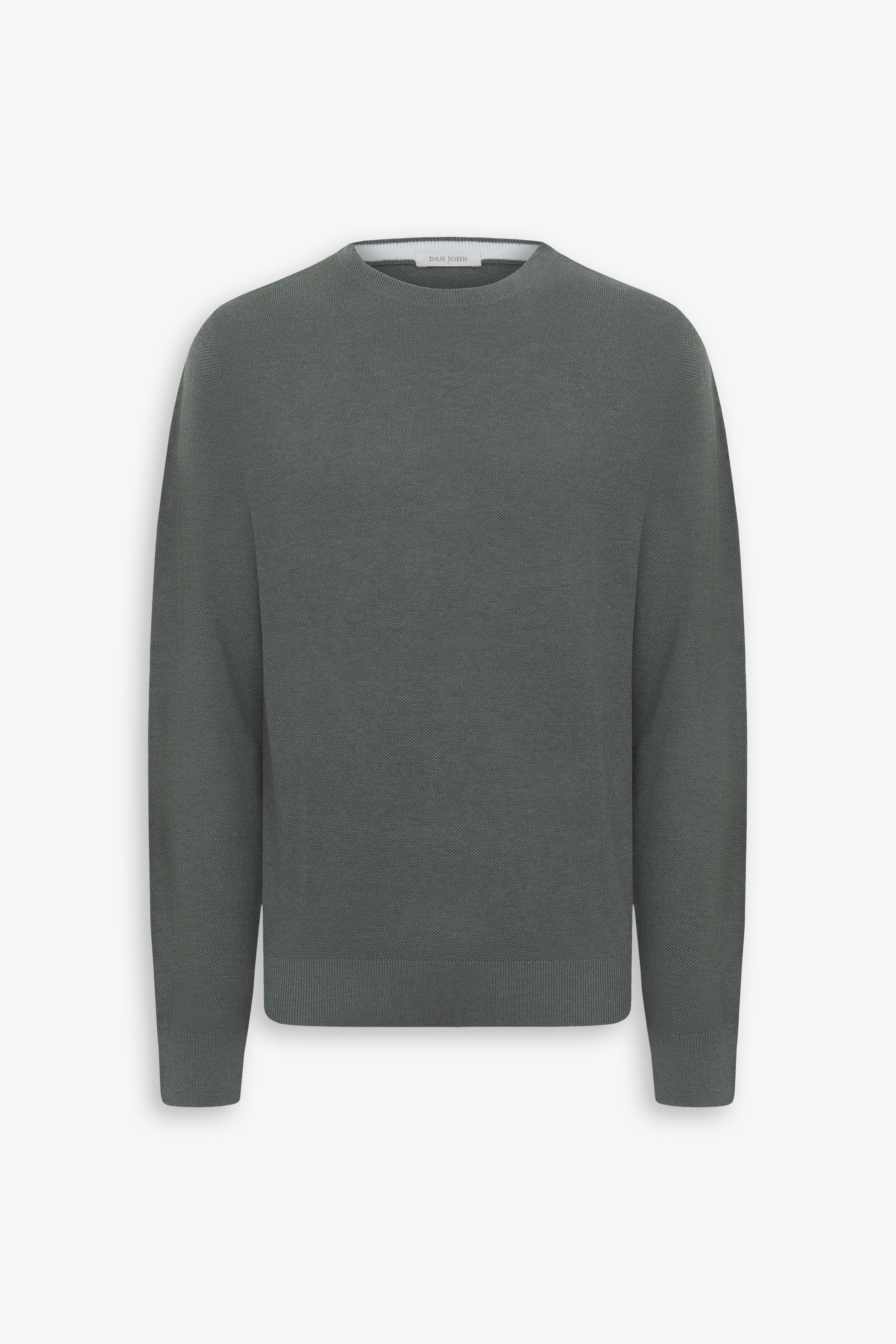 Jersey de cuello redondo texturizado jaspeado verde