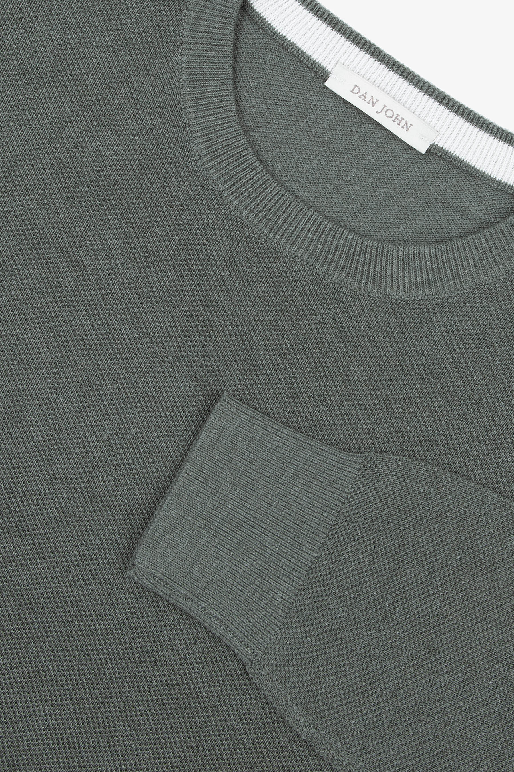 Jersey de cuello redondo texturizado jaspeado verde