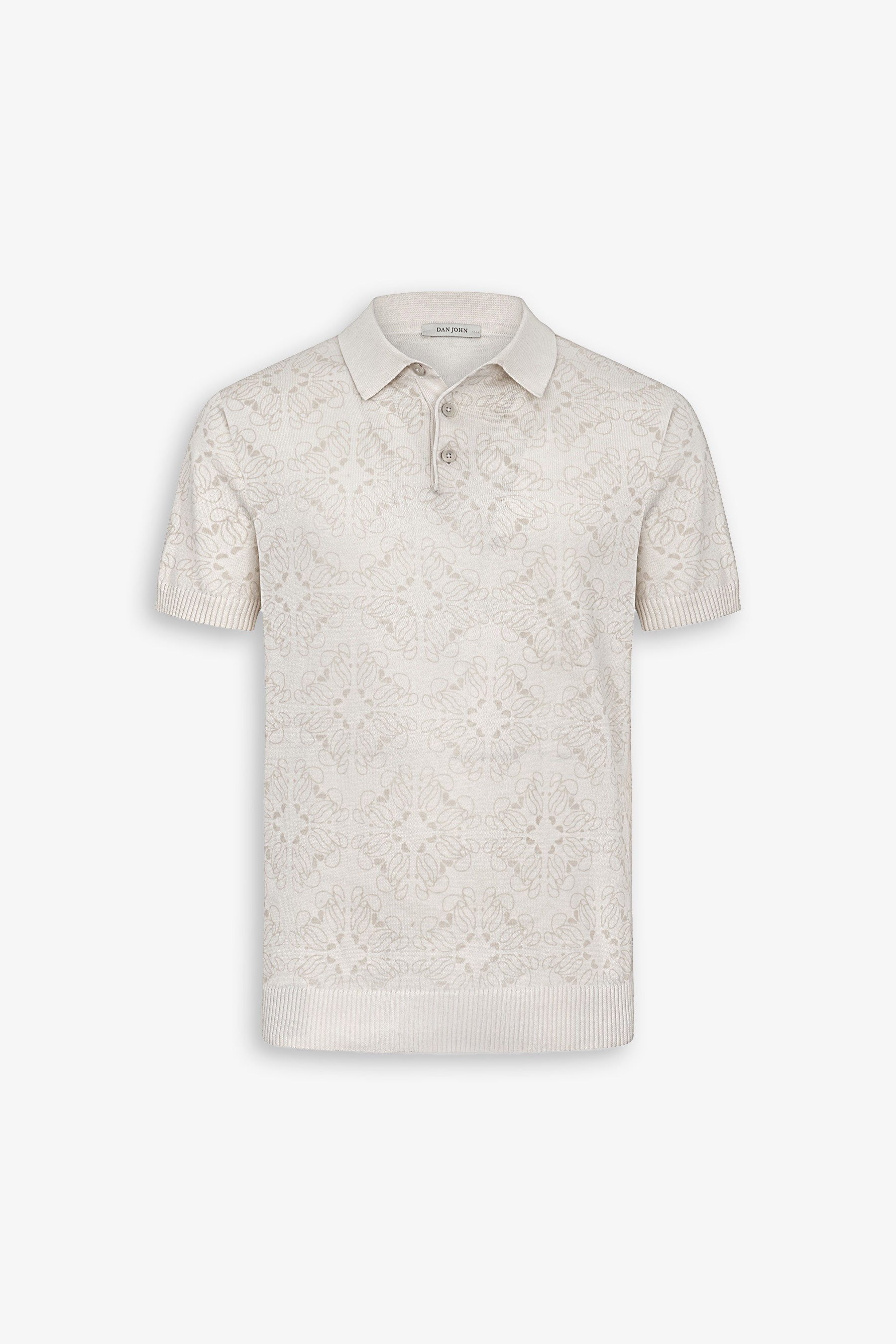 Sand floral print polo shirt