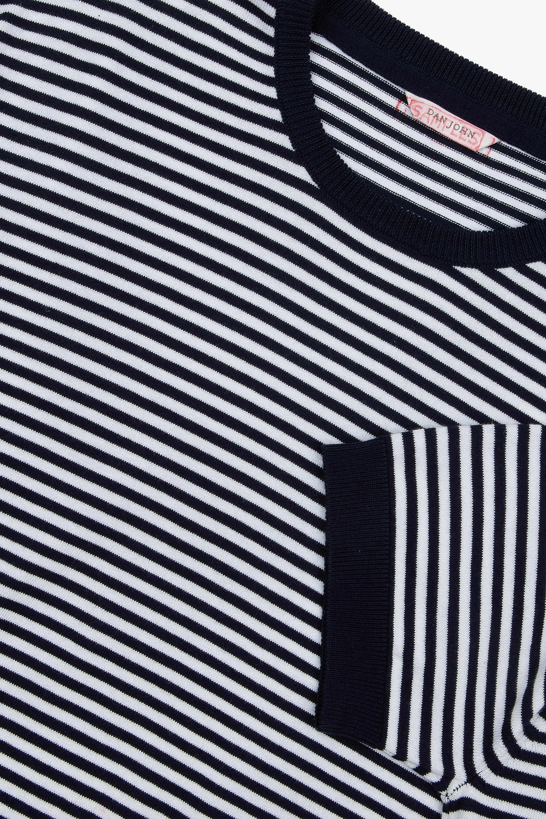 Maglia girocollo a righe blu