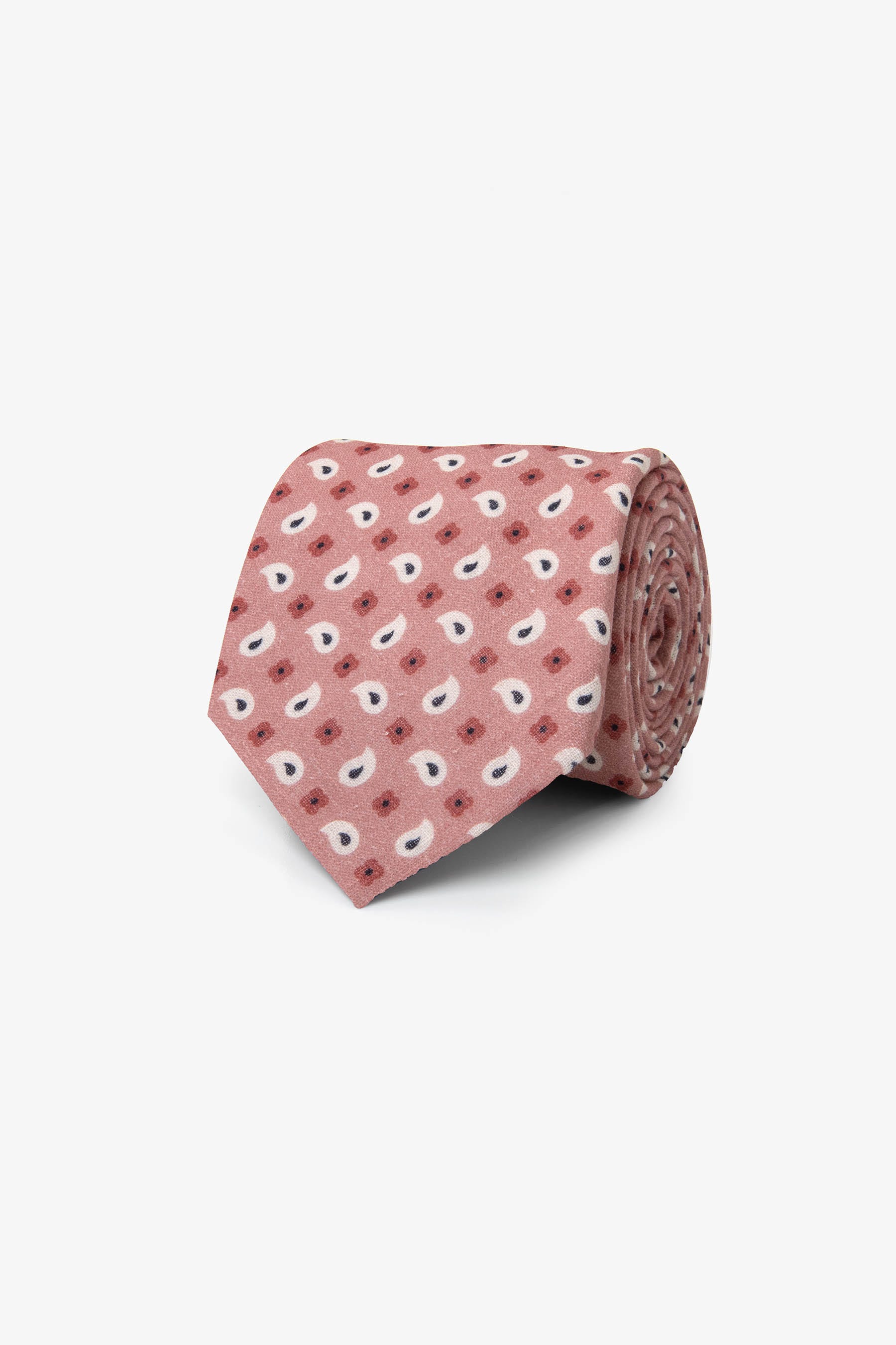 Cravatta cotone disegno cashmere rosa-Dan John