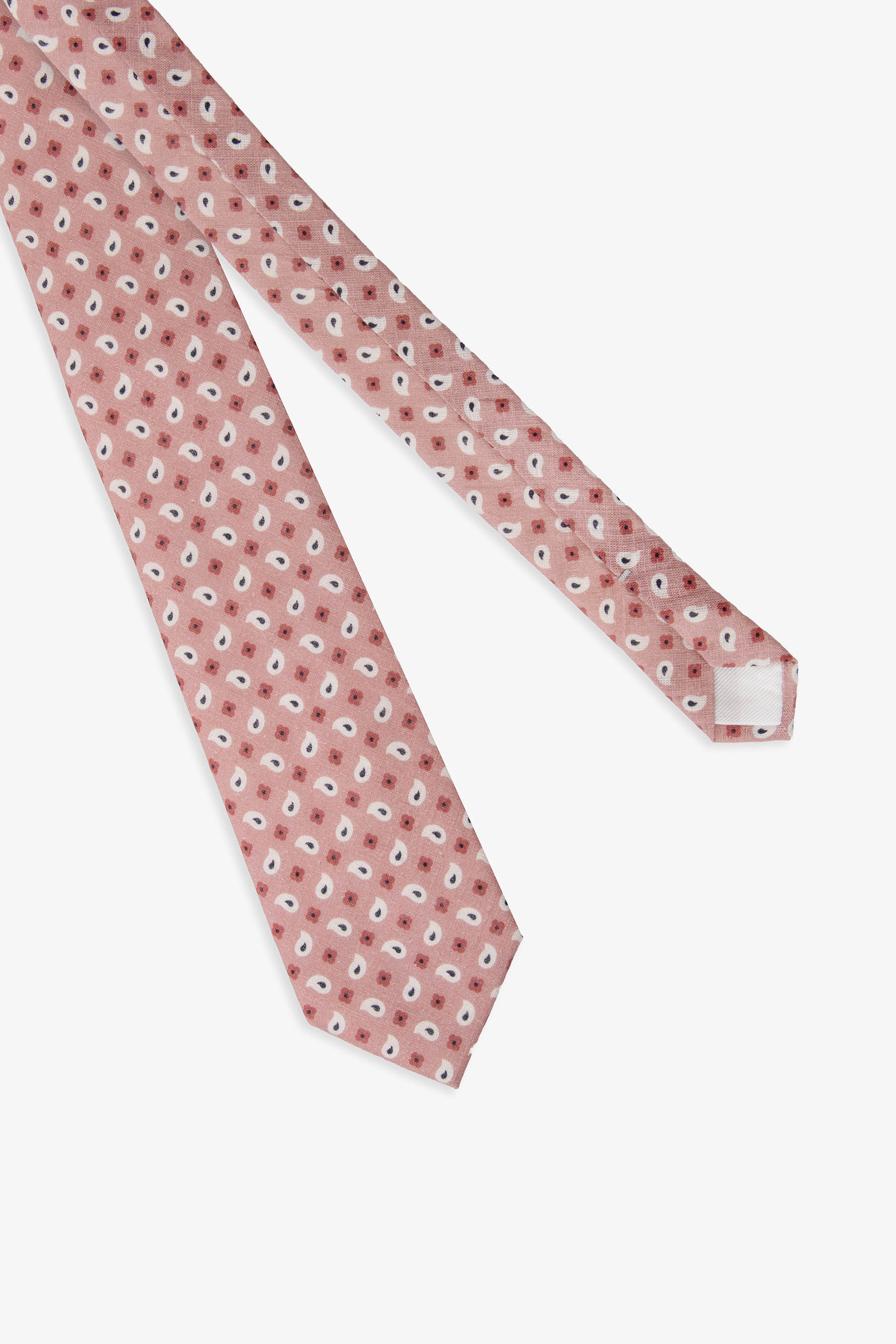 Corbata de algodón con diseño de cachemira rosa
