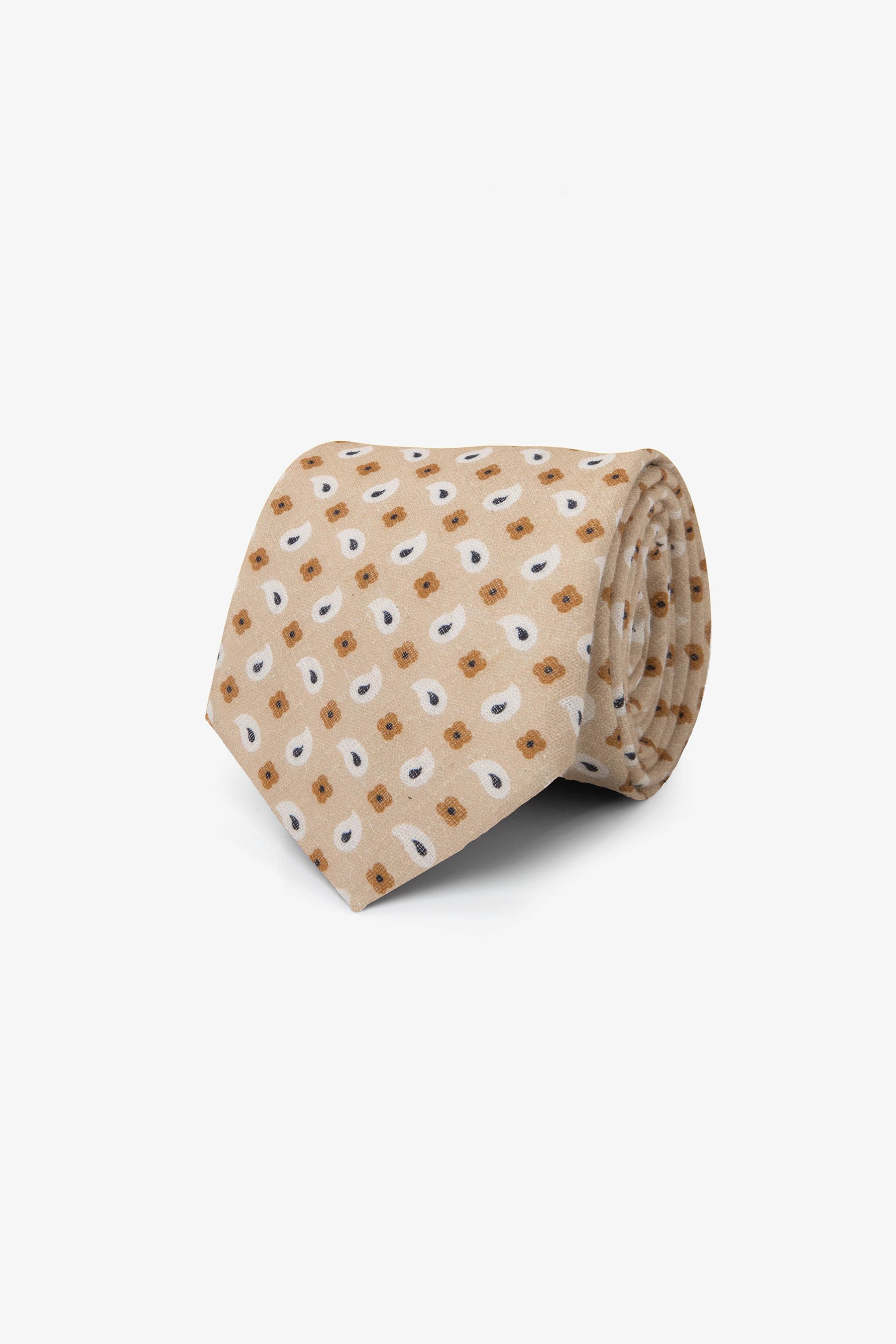 Cravatta cotone disegno cashmere tabacco-Dan John