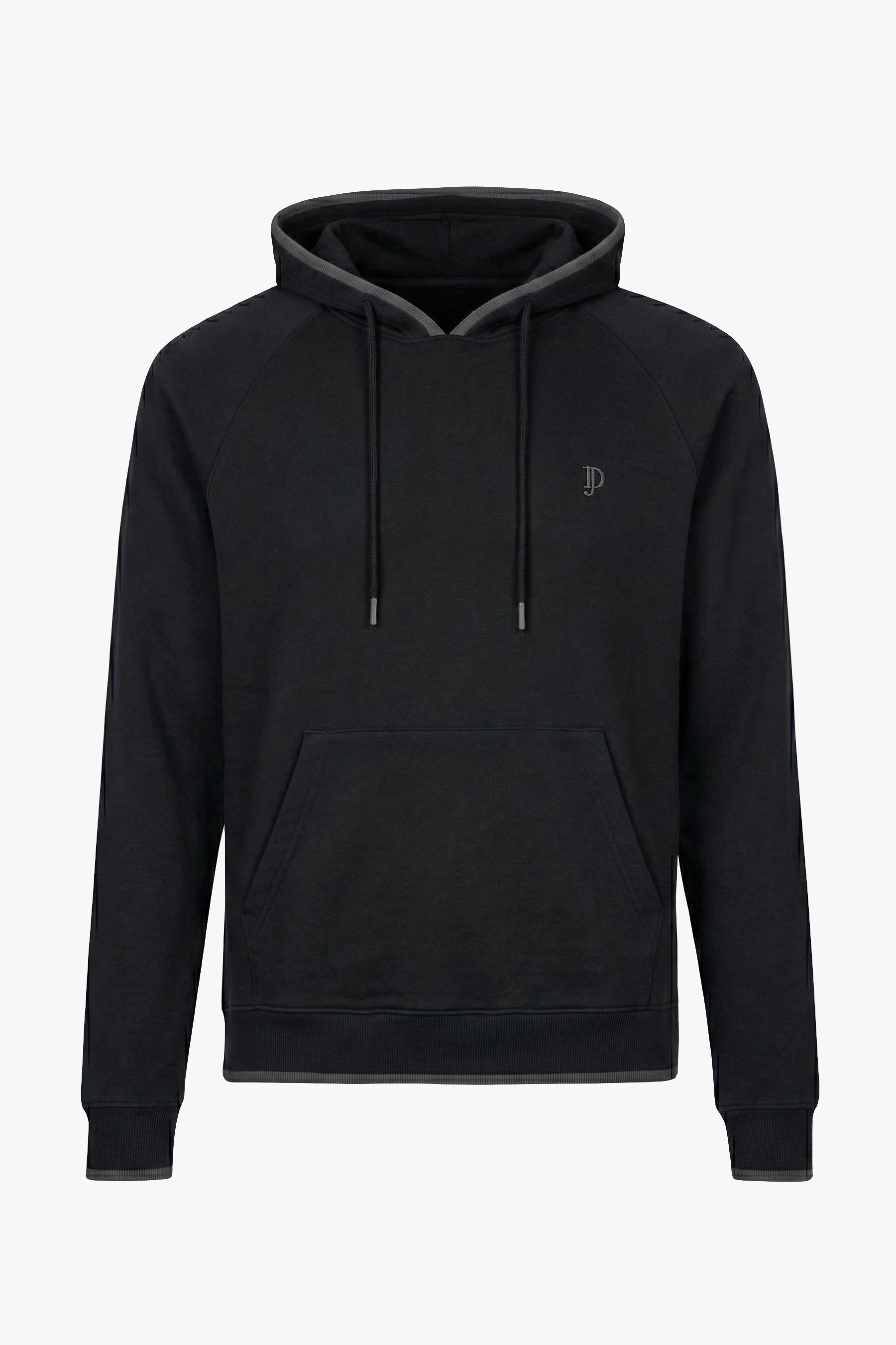 Sweat-shirt fermé noir à capuche