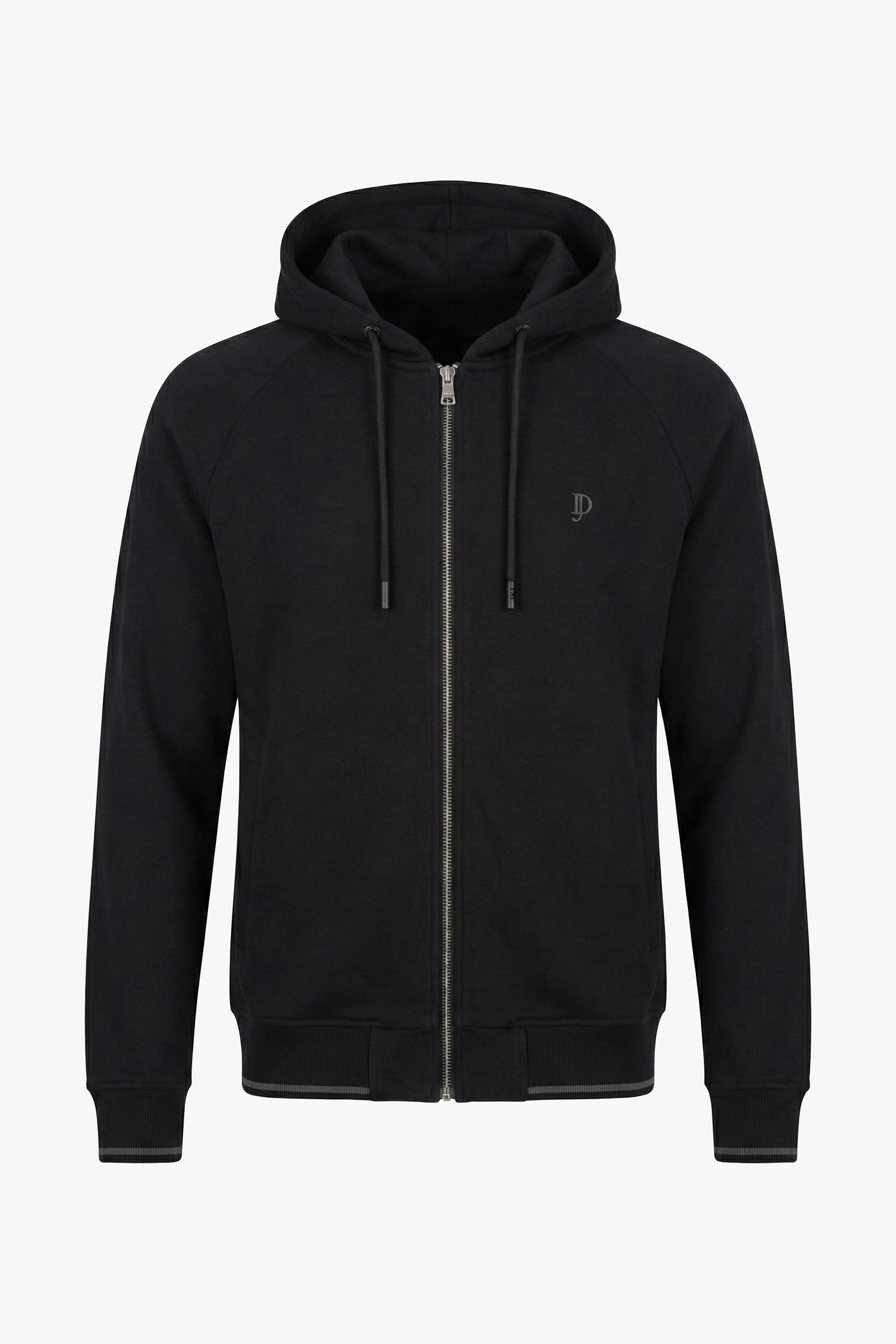 Felpa full zip con cappuccio nera