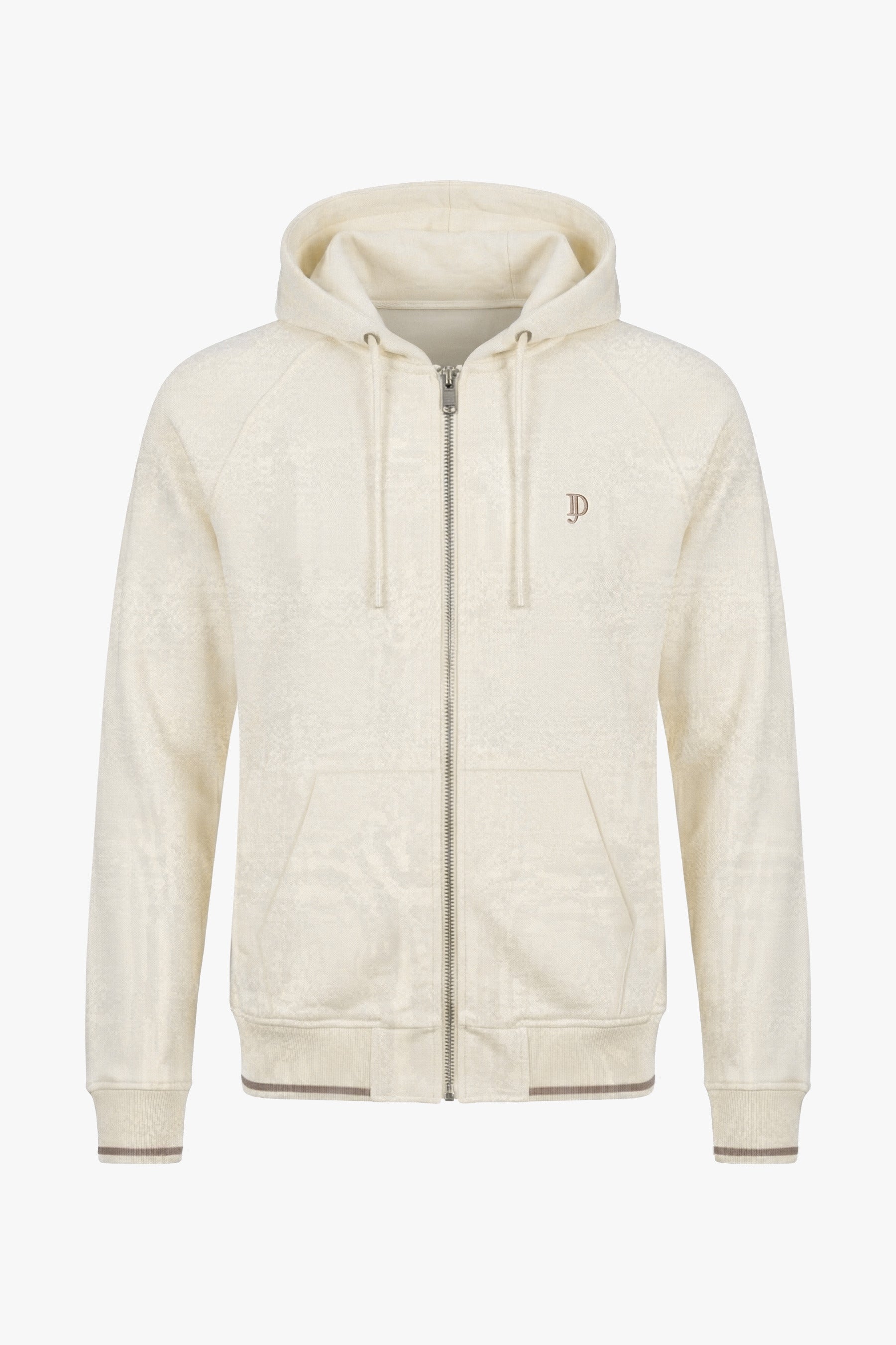 Sweatshirt mit durchgehendem Reißverschluss und Kapuze in Weiß