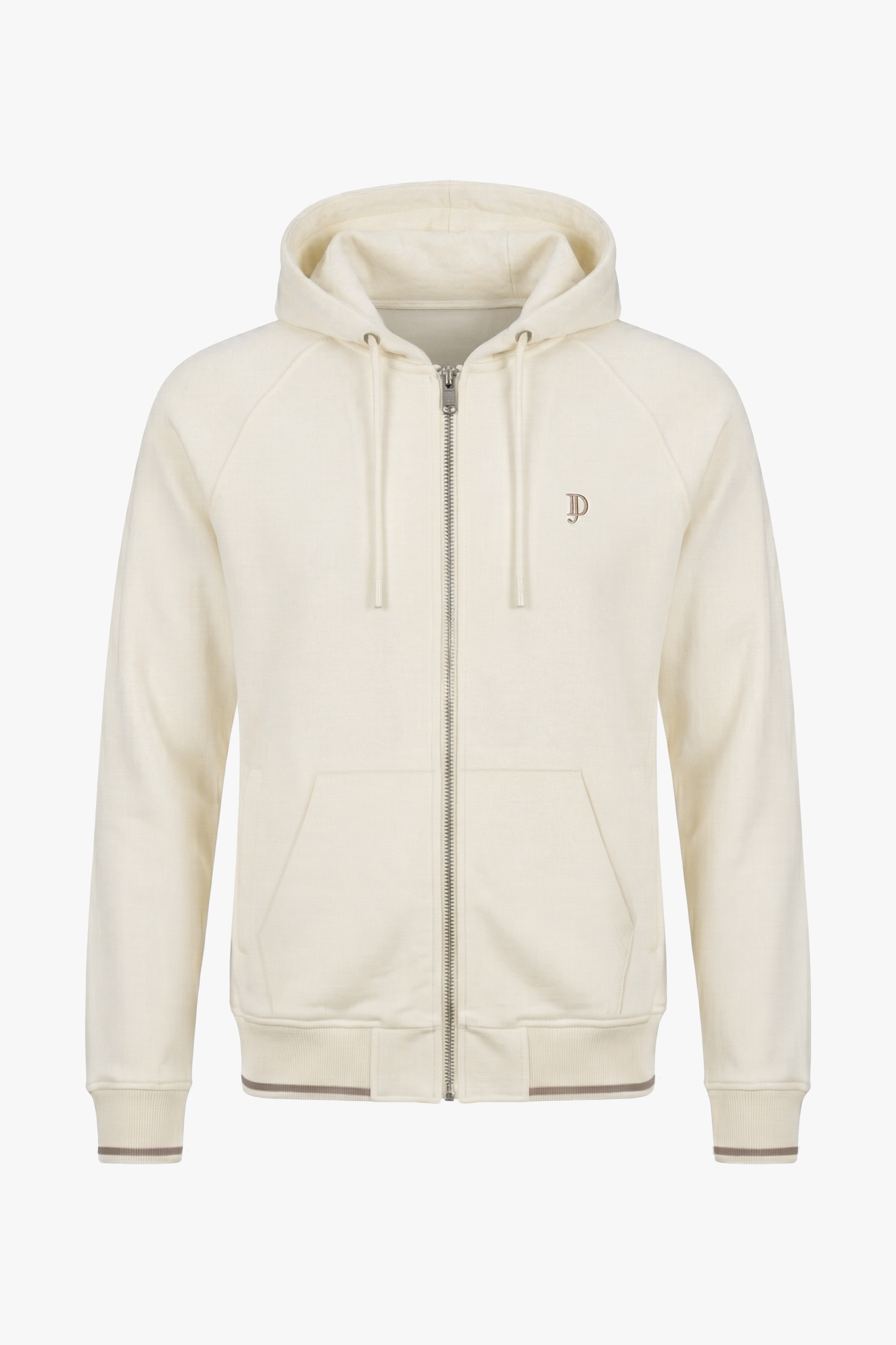 Sweat-shirt blanc à capuche entièrement zippé