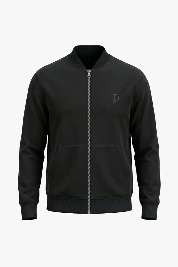Black full zip fleece bomber jacket