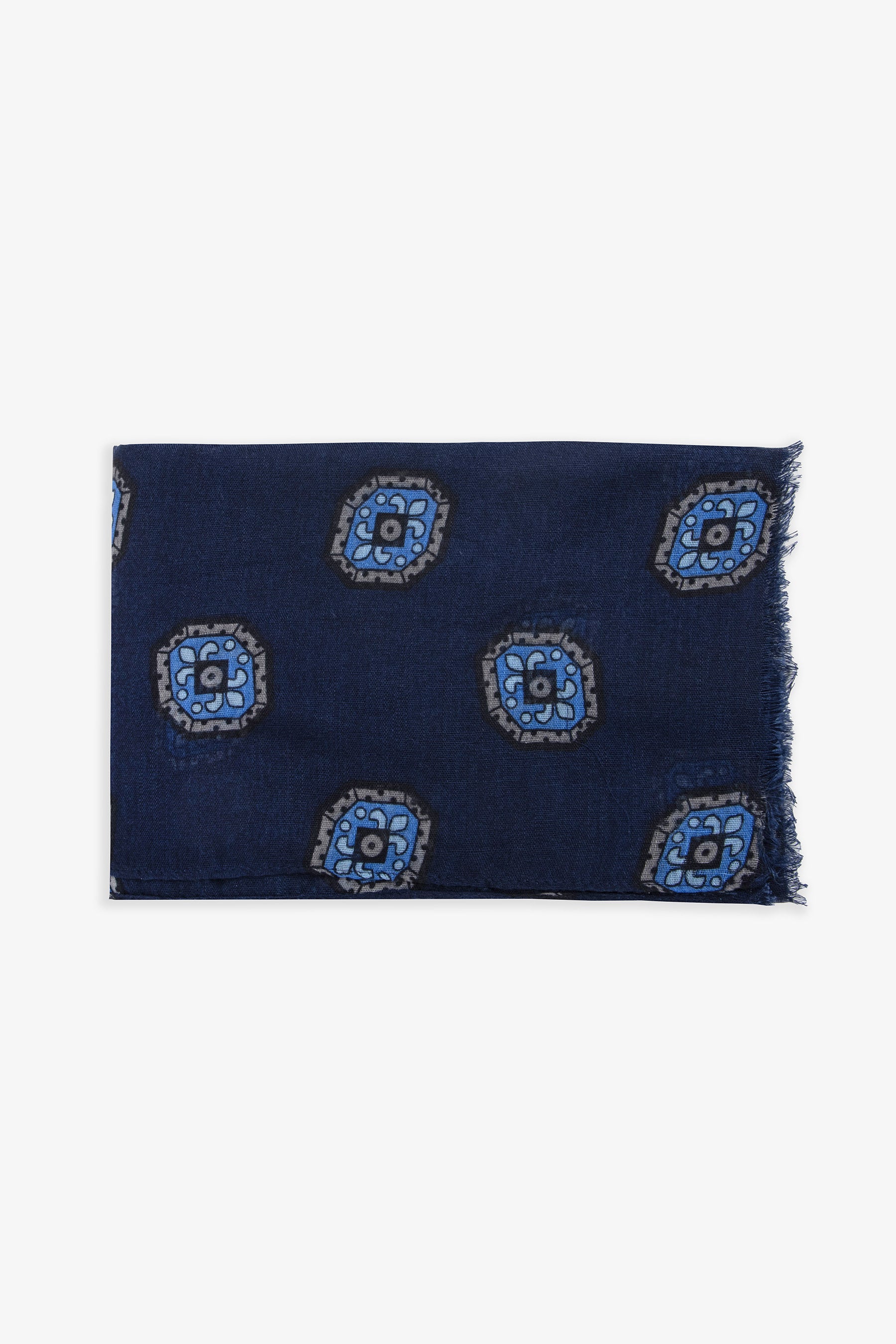 Pashmina mit geometrischem Muster in Blau.