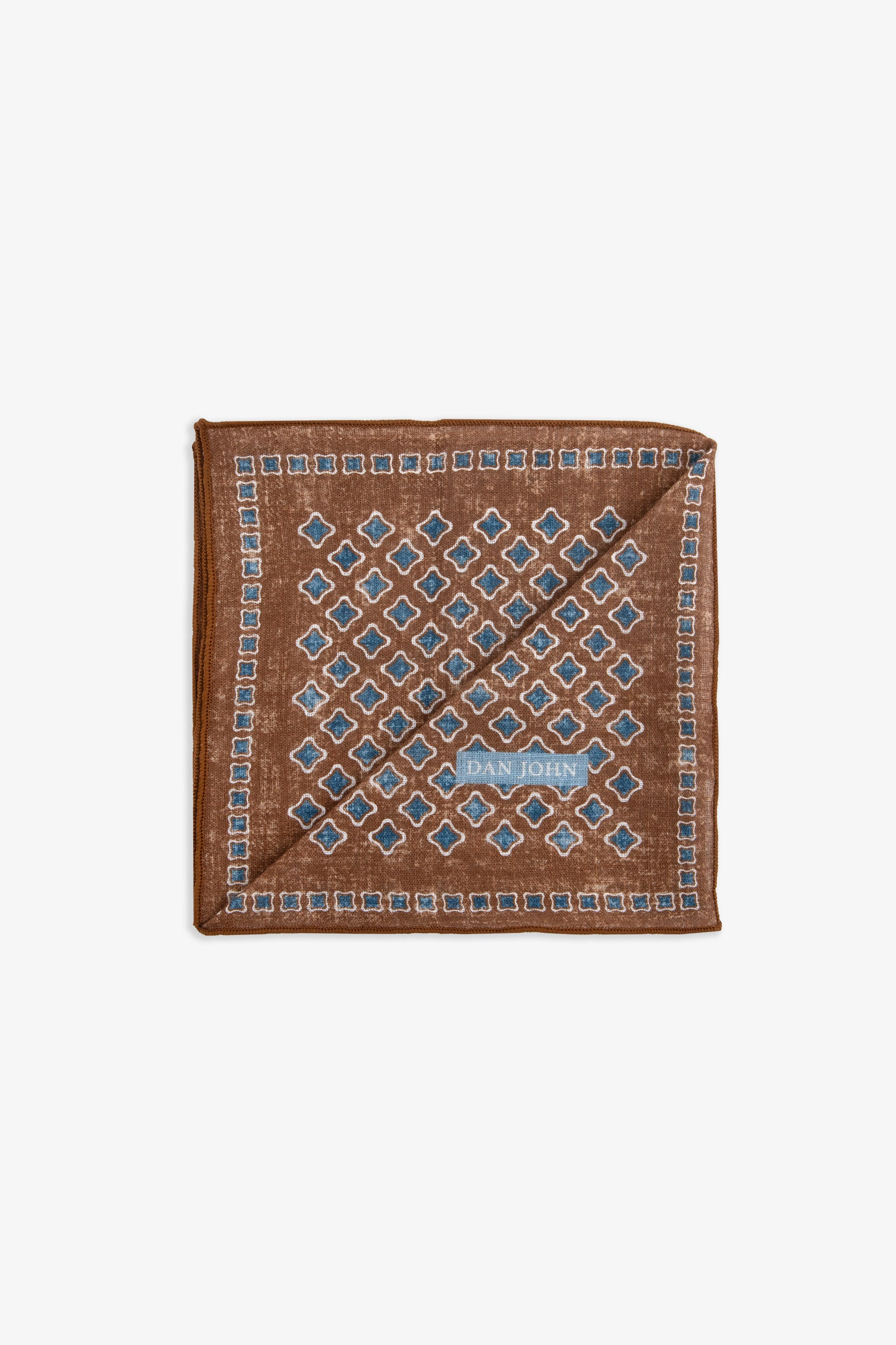 Bolso de mano con estampado de rombos color tabaco