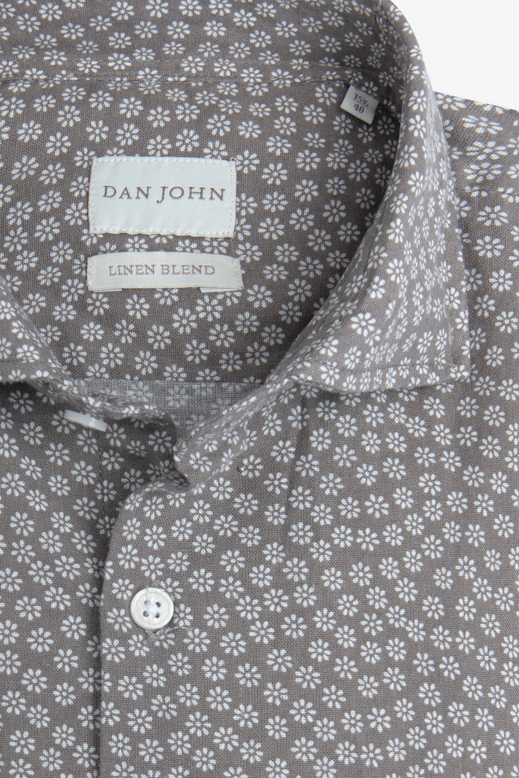 Camicia stampa fiore slim tortora-Dan John