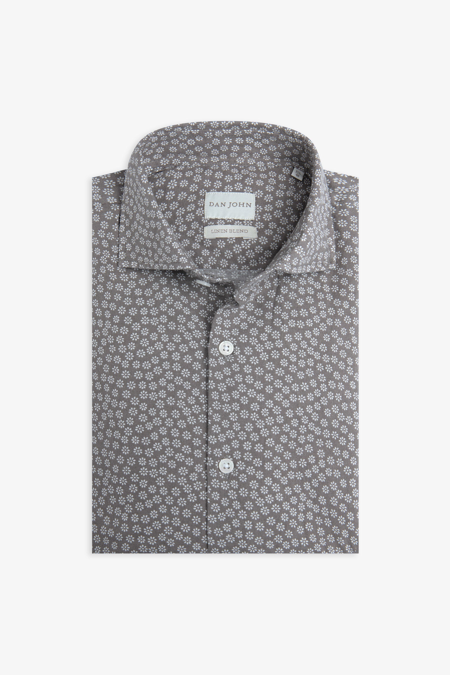 Camicia stampa fiore slim tortora-Dan John