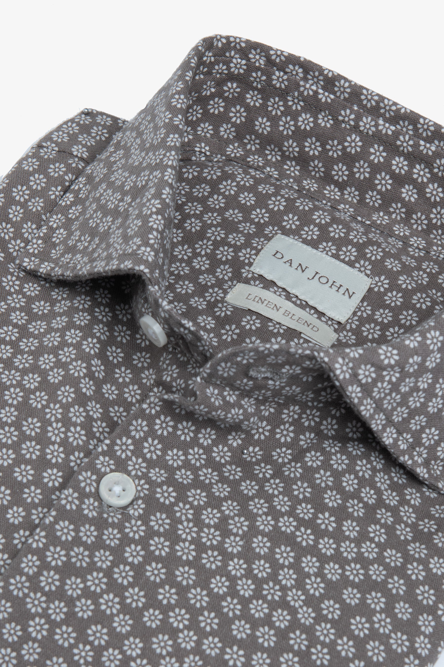 Camicia stampa fiore slim tortora-Dan John