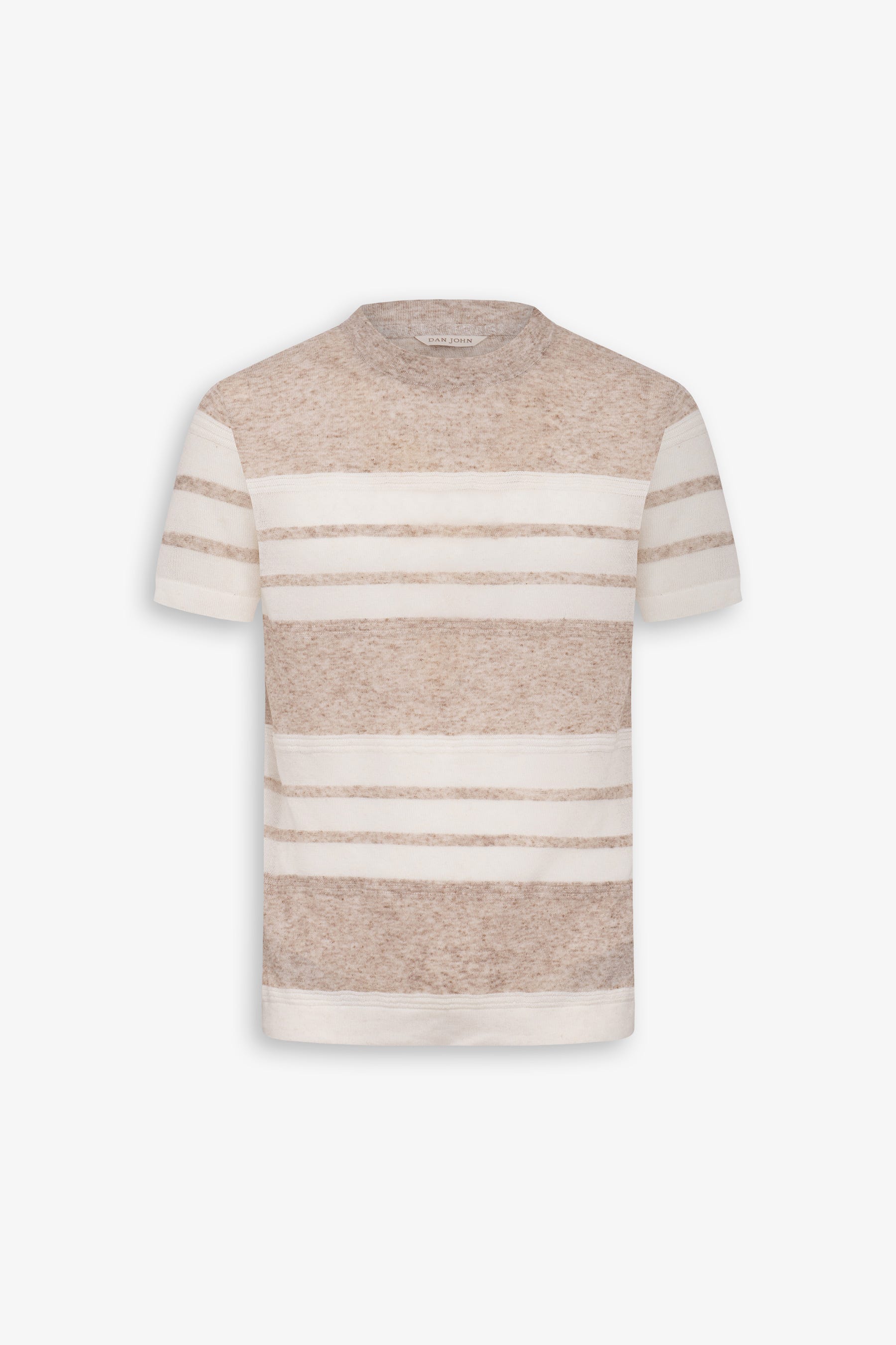 T-shirt in maglia a righe beige-Dan John