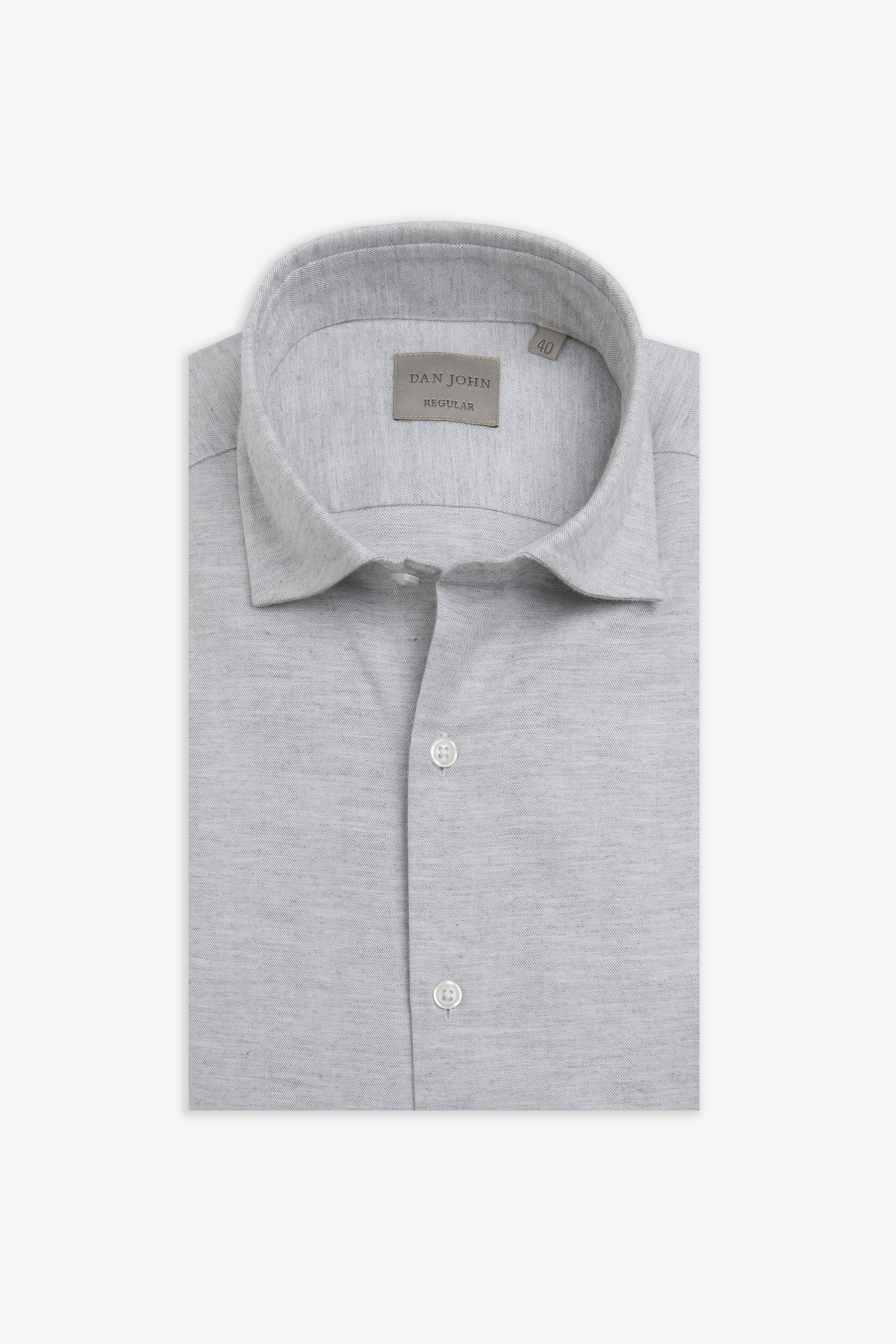 Camicia in flanella spigata grigio chiaro-Dan John