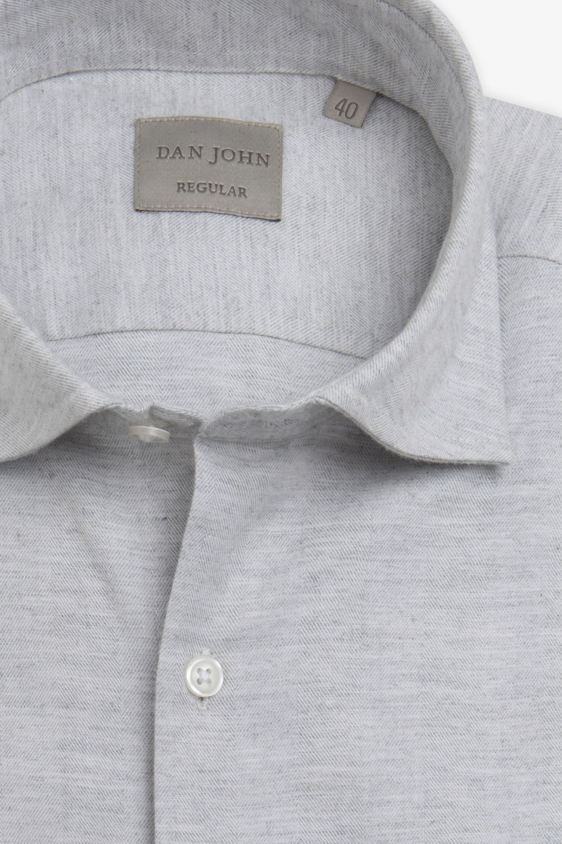 Camicia in flanella spigata grigio chiaro-Dan John