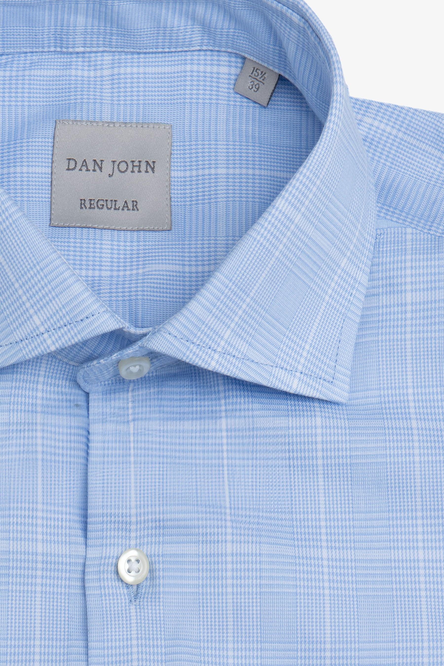 Camicia fantasia Principe di Galles celeste-Dan John