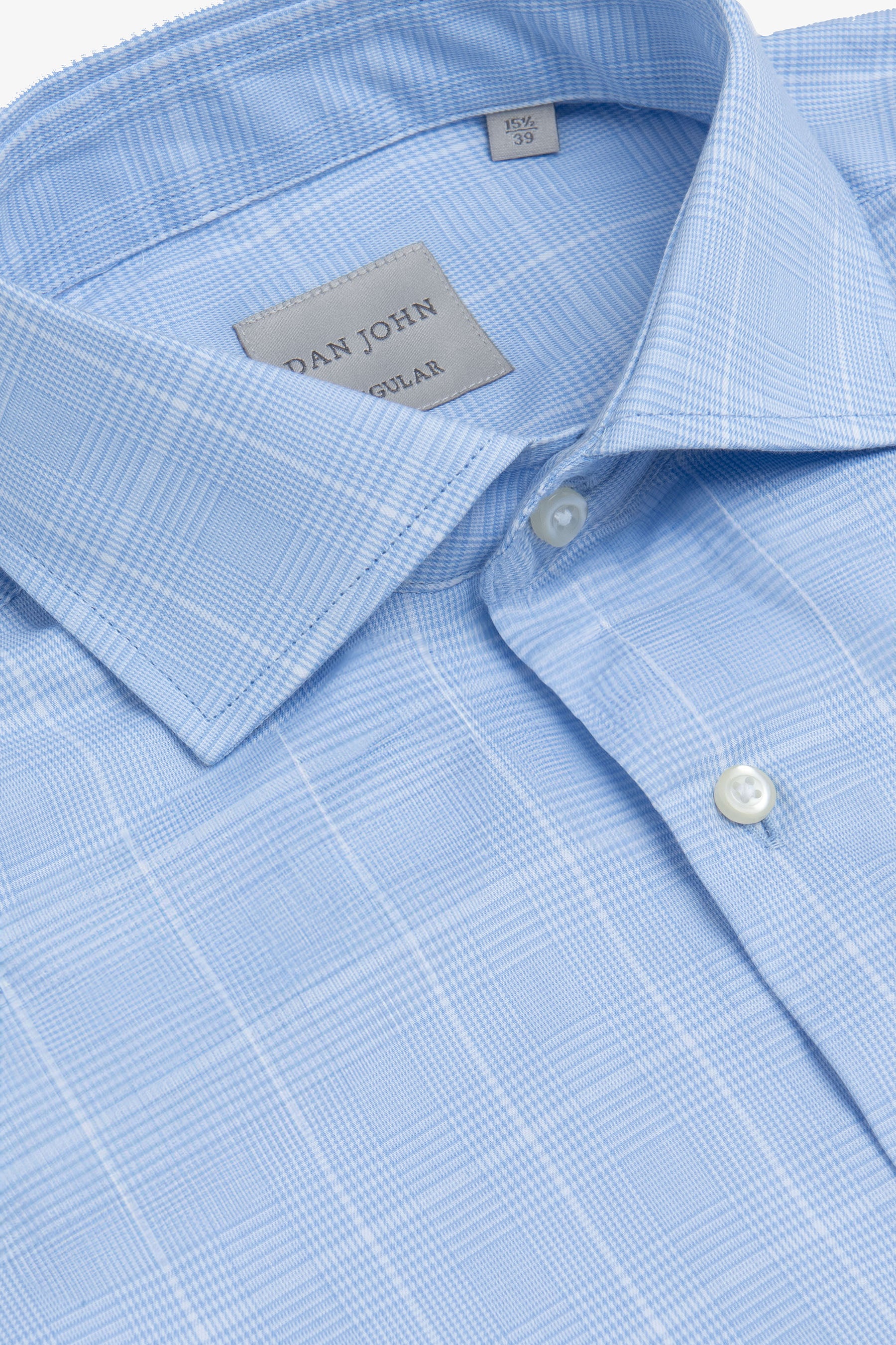 Camicia fantasia Principe di Galles celeste-Dan John