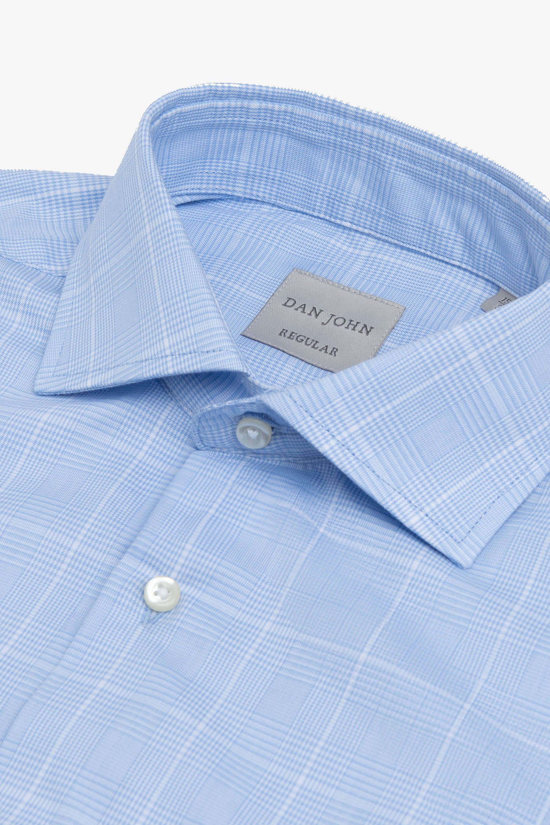 Camicia fantasia Principe di Galles celeste-Dan John