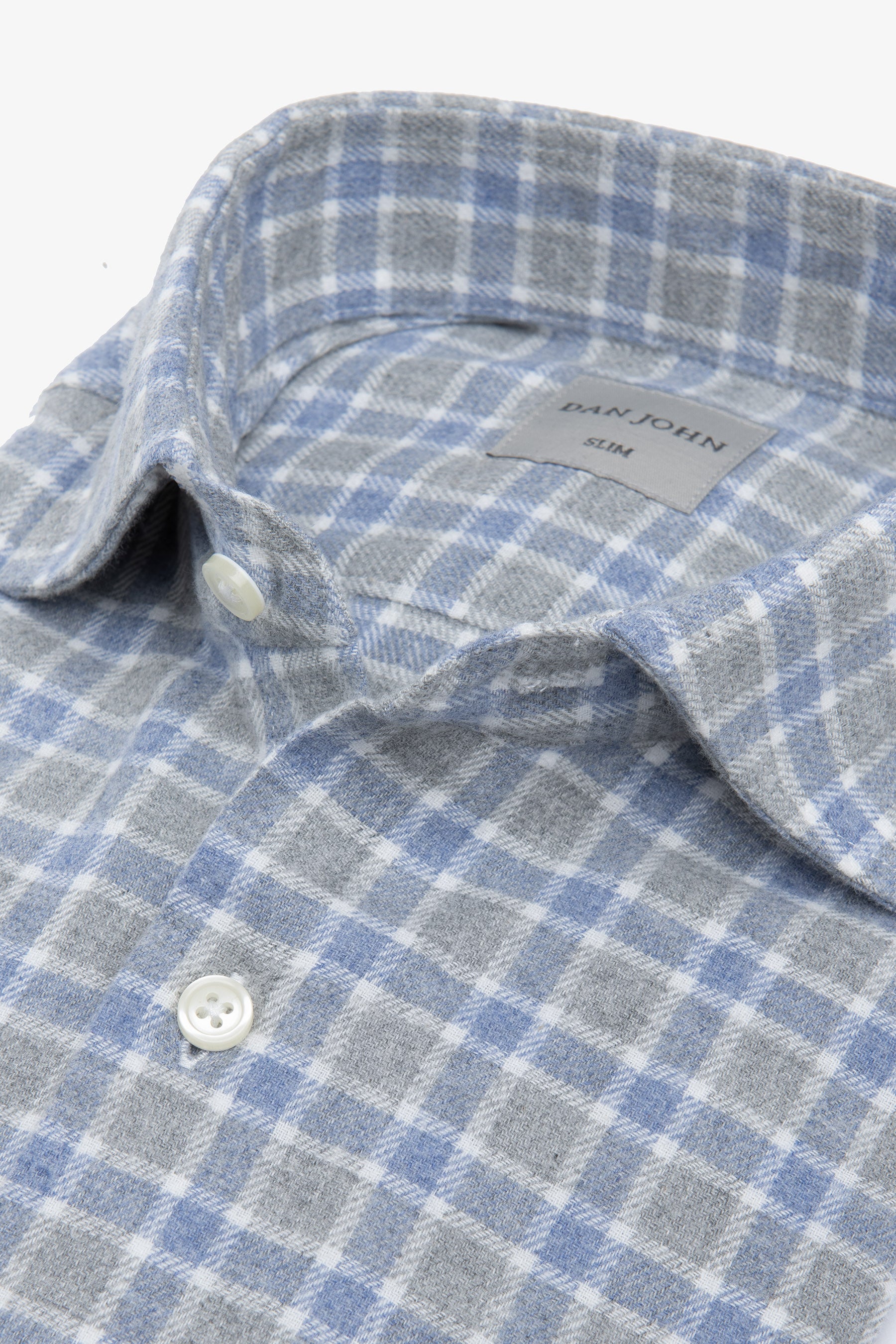 Camicia in flanella check bicolor celeste-Dan John