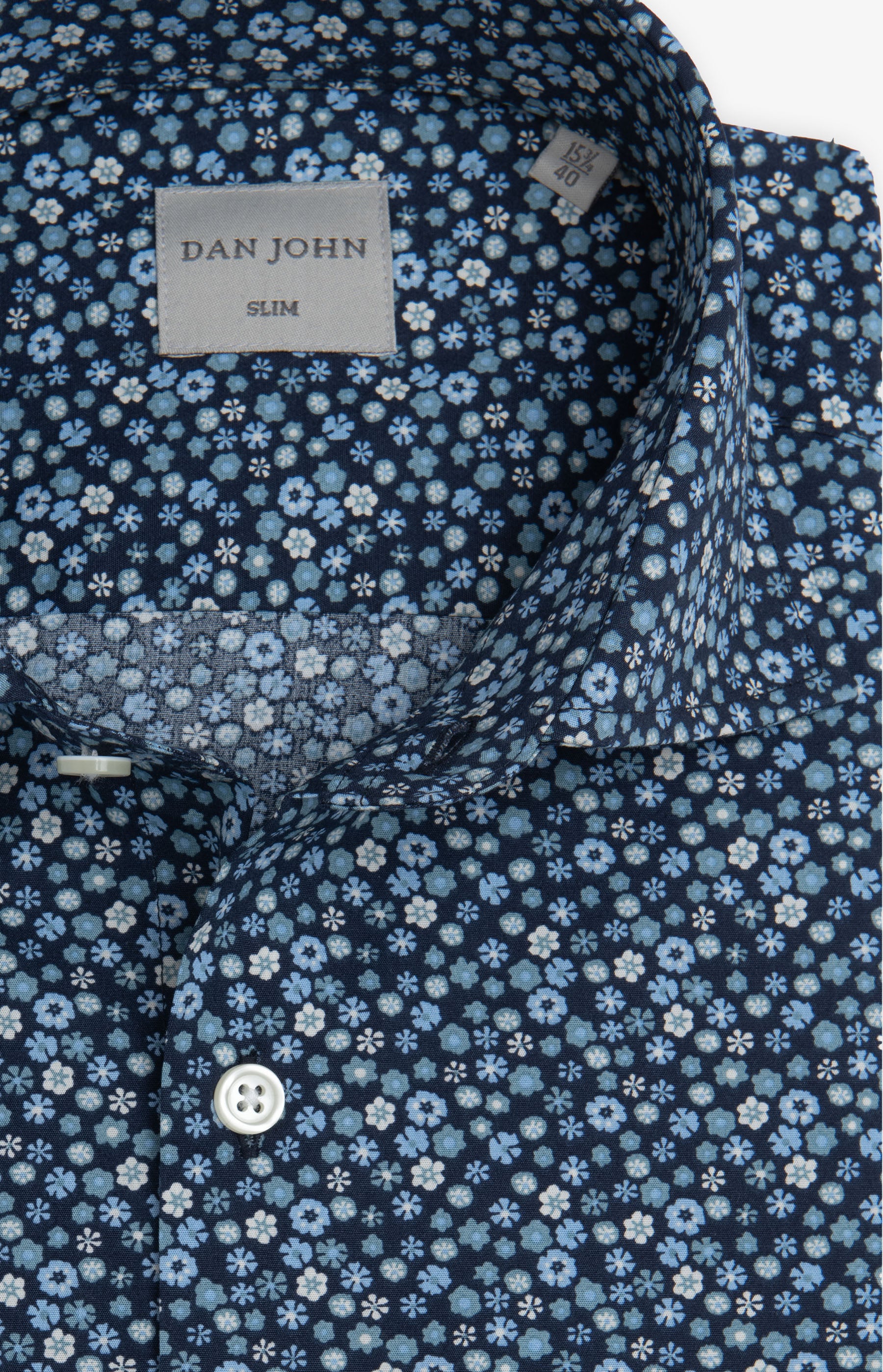 Camicia stampa fiori celeste slim-Dan John